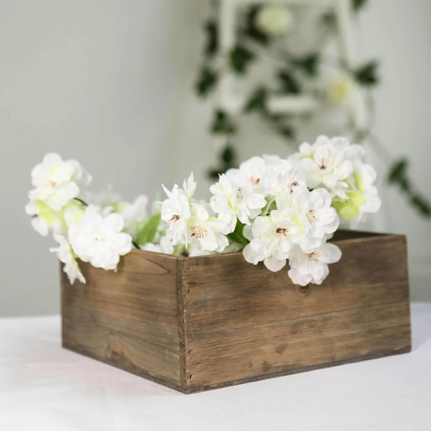 9'' Natural Square Wooden Planters with Removable Plastic Liners - Durable & Versatile for Outdoor and Indoor Use