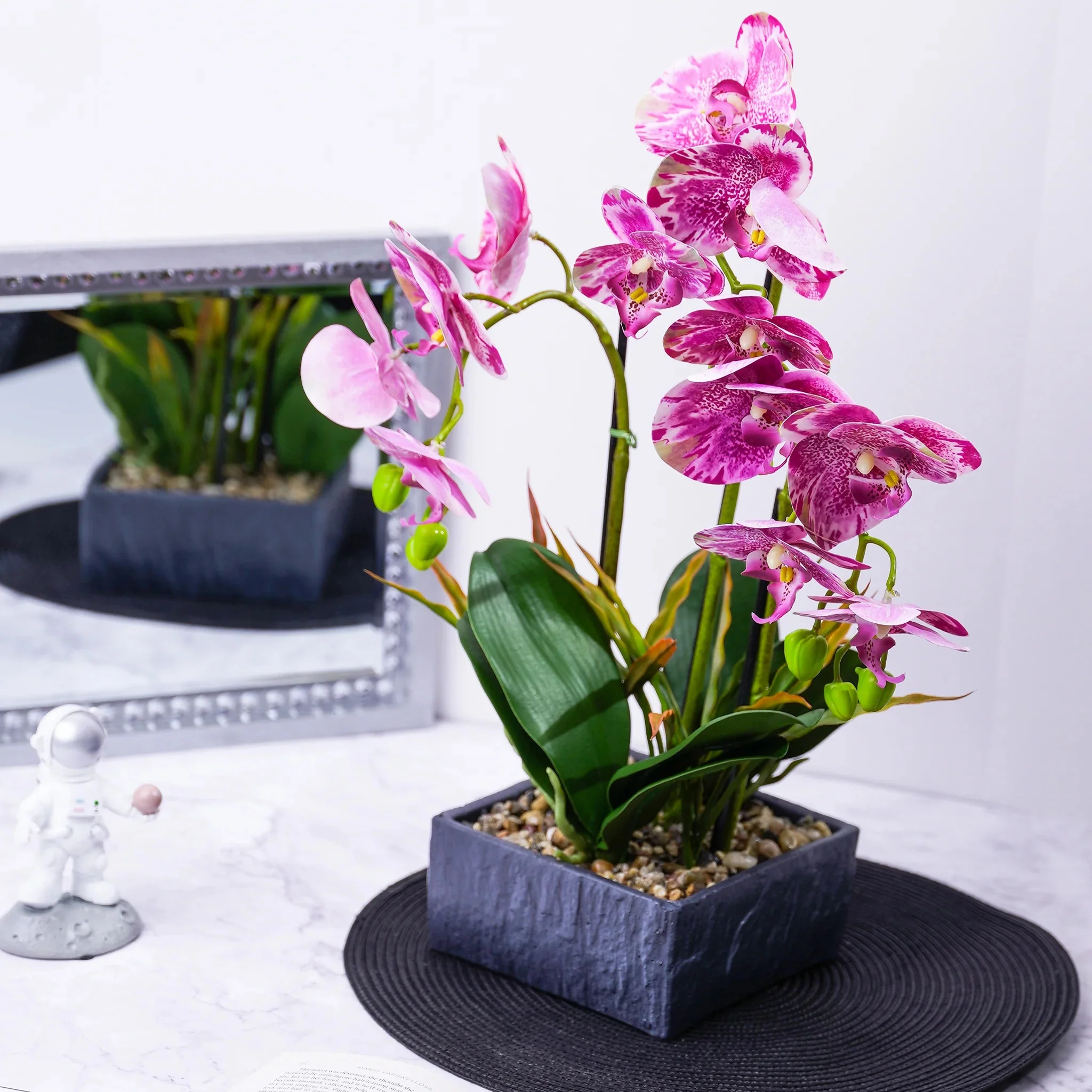 Accent Collection Faux Orchid Plant With Rustic Plant Pot, Indoor Fake Plant