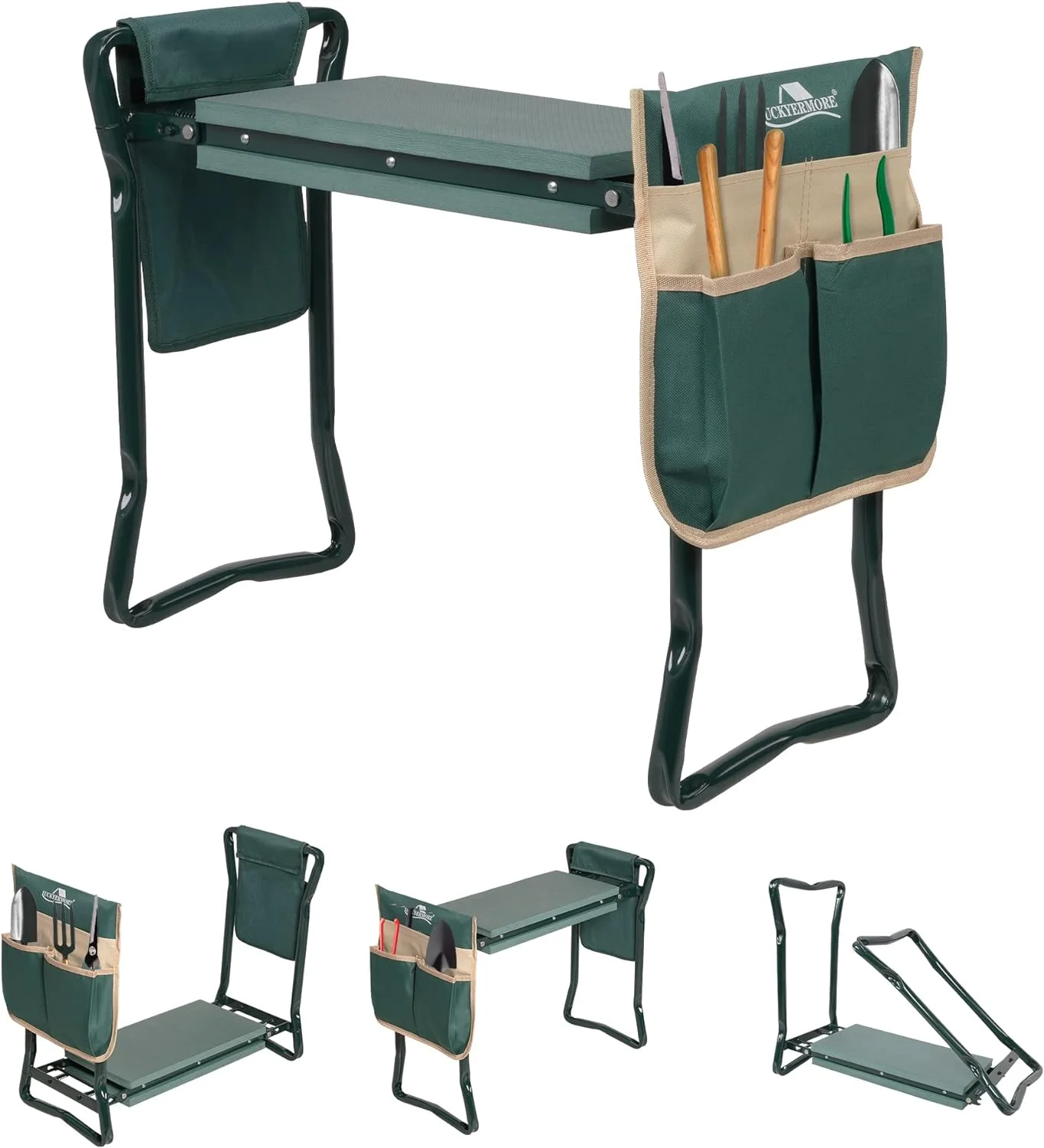 Widen Garden Kneeler and Seat, 2 in 1 Heavy Duty Garden Stool with 2 Tool Pouches, Gardening Kneeling Bench to Prevent Knee & Back Pain, EVA Foam Pad for Senior