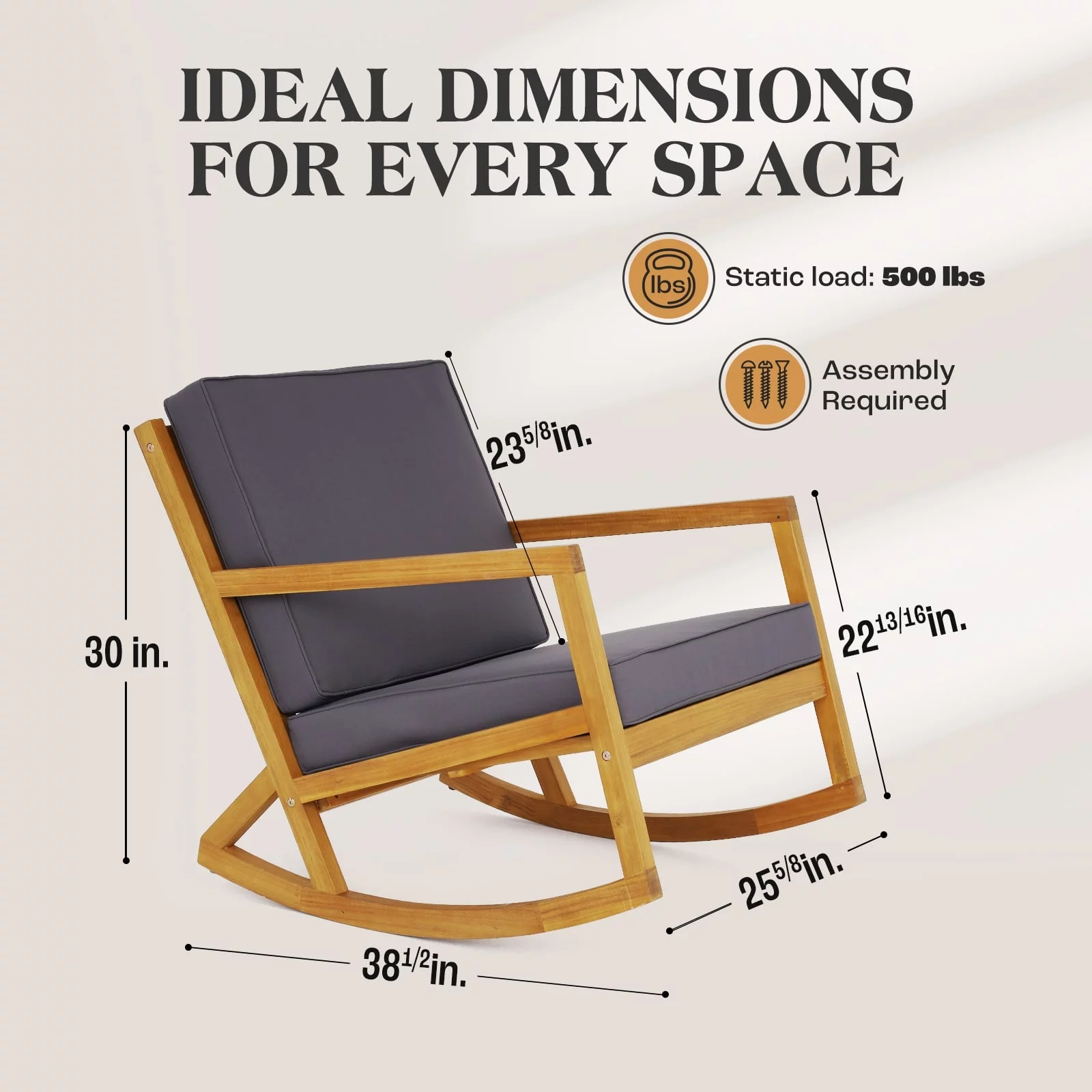 Idzo Patio Rocking Chairs with Premium Thick Cushion, Outdoor Rocker for Patio, Backyard and Balcony (Gr