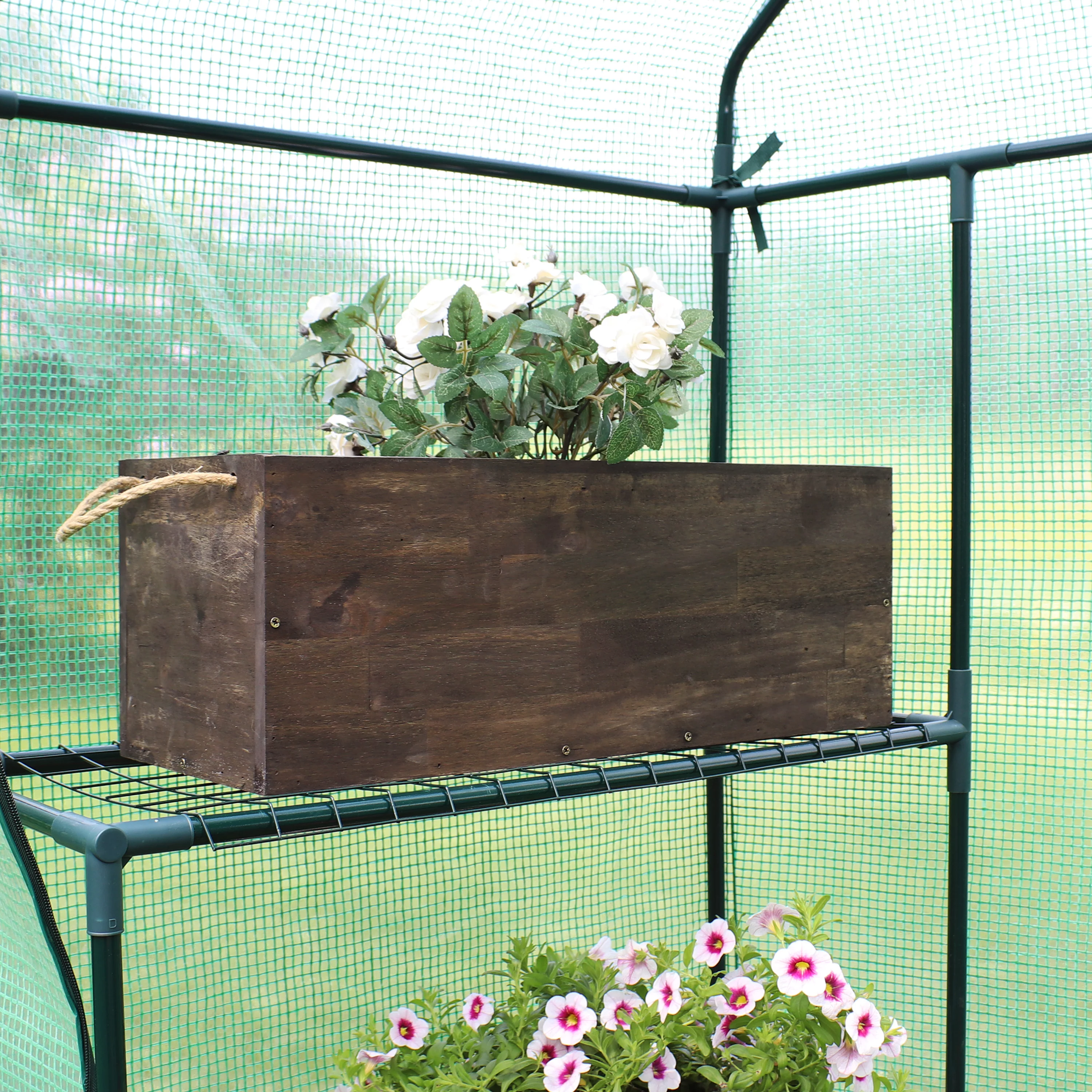 Sunnydaze Indoor/Outdoor Rectangle Acacia Wood Planter Box
