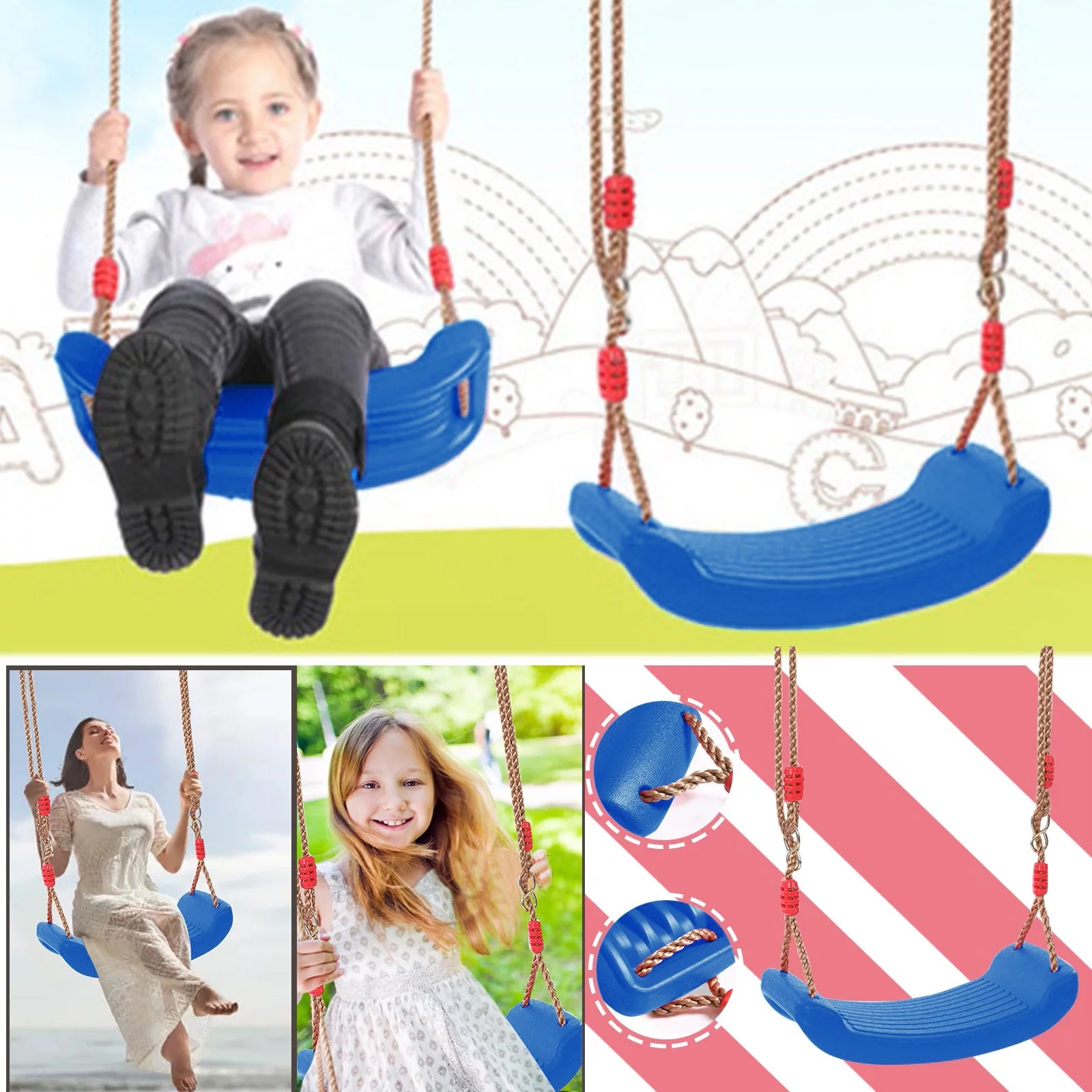 FHKOEGHS Baby Kids Children Toy Indoor Outdoor Garden Swing Seat U Type Adjustable Rope