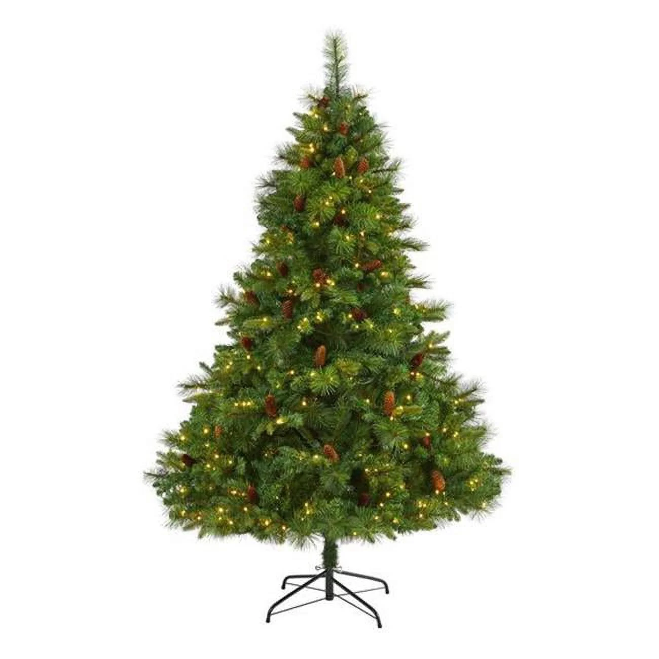 6.5ft West Virginia Full Bodied Mixed Pine Artificial Christmas Tree - Clear LED Lights & Pine Cones
