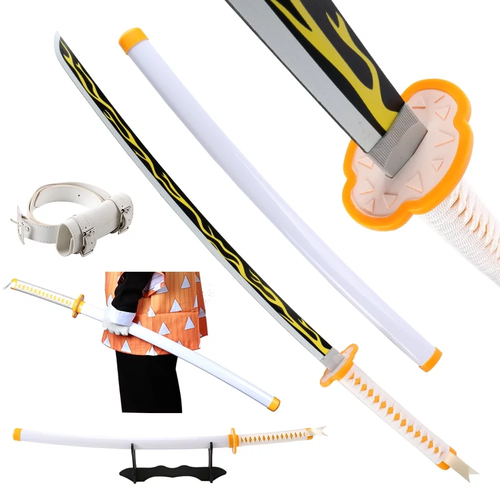 Elervino Bamboo Demon Slayer Sword with Belt Holder, 41 inches, Agatsuma Zenitsu Sword