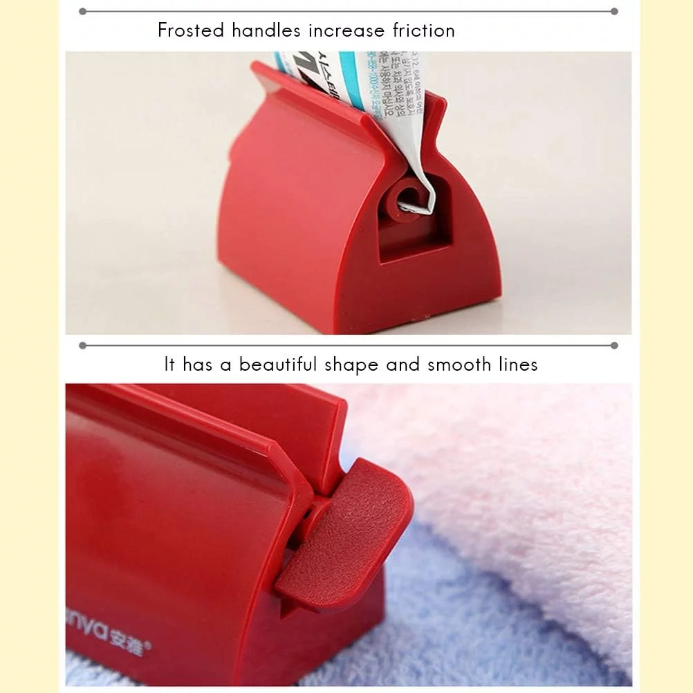 Toothpaste Press,Rolling Tube Toothpaste Squeezer Saving Face Wash Toothpaste Suitable for Bathroom Toilets (Red)