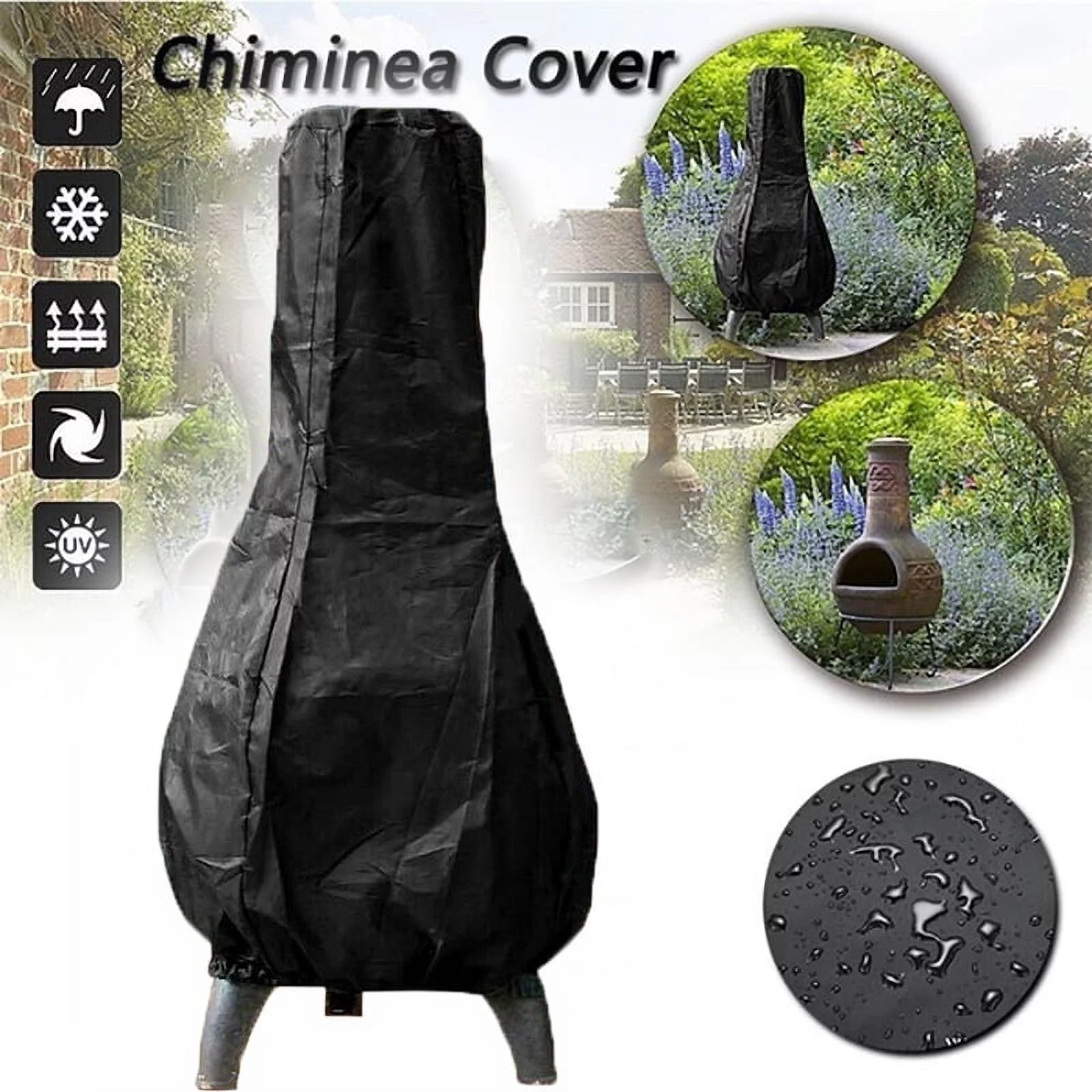 Patio Chiminea Cover Waterproof Protective Chimney Fire Pit Heater Cover Weatherproof for Outdoor Garden