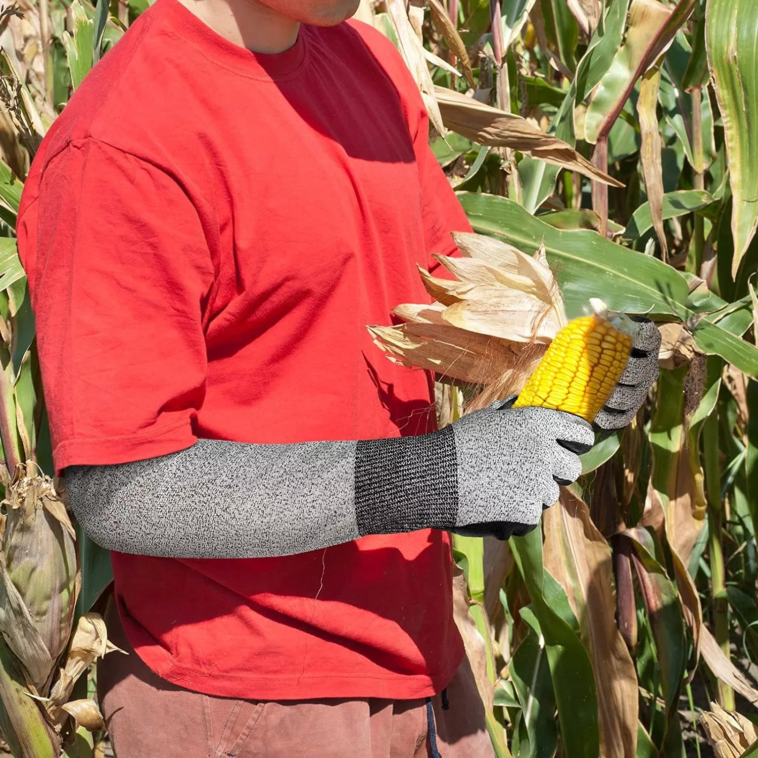 EvridWear Long Gardening Gloves Cut Resistant Sleeves with Anti-slip Nitrile Coated Palm for Gardening and Landscaping