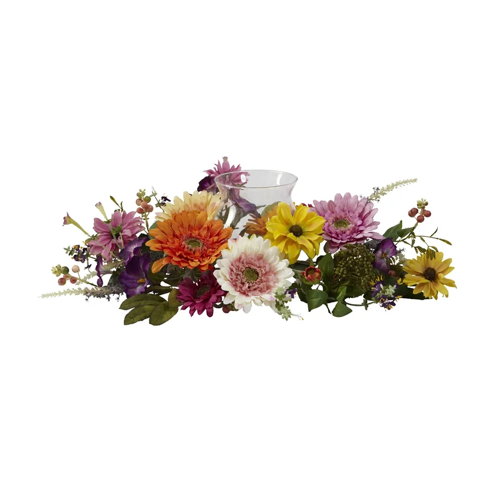 Nearly Natural Oragne African Sunflower Artificial Flower Candelabrum