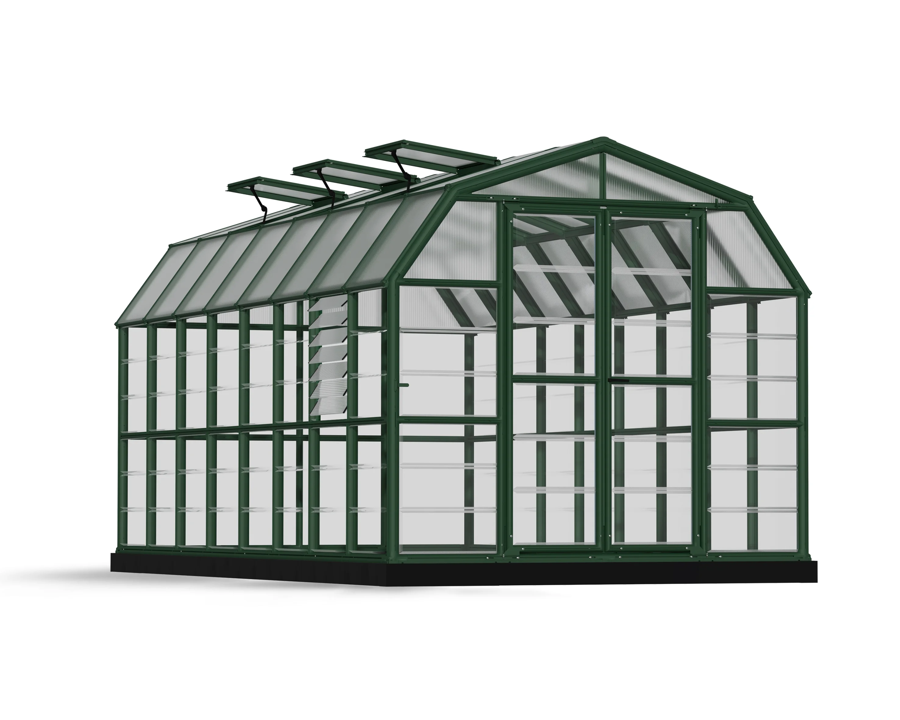 Palram - Canopia Prestige 8' x 16' Clear Walk-In Greenhouse - Green - with Accessories Package
