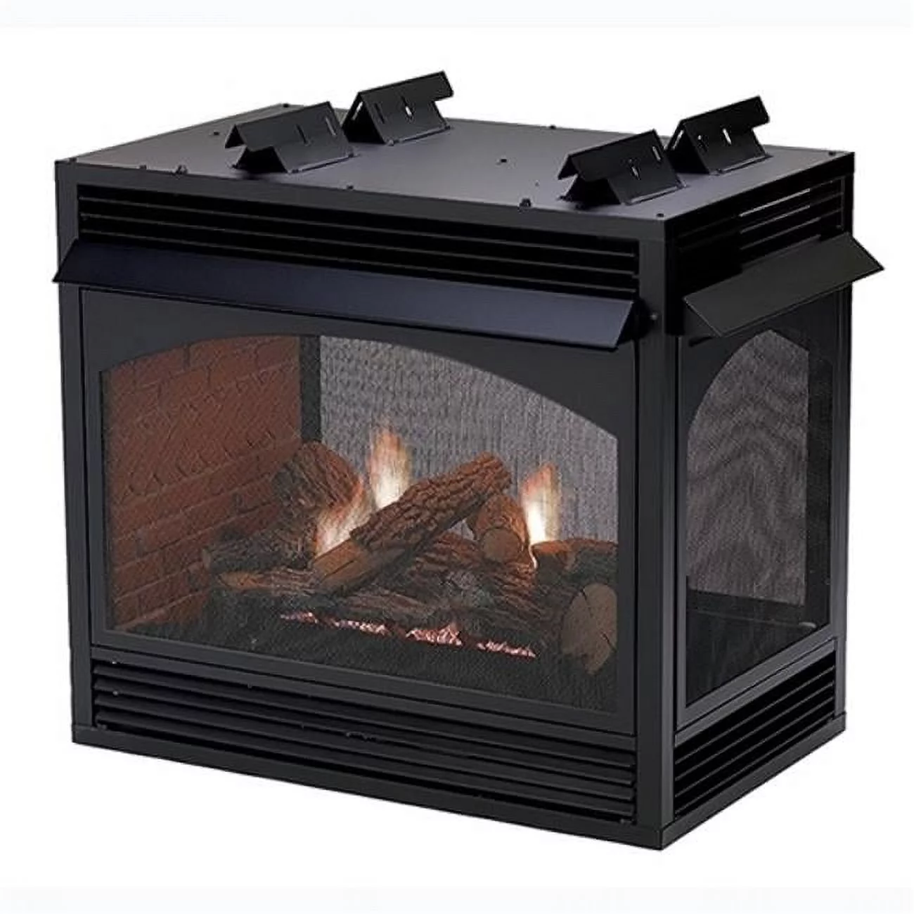 36 in. Propane Millivolt Banded Brick Peninsula Fireplace