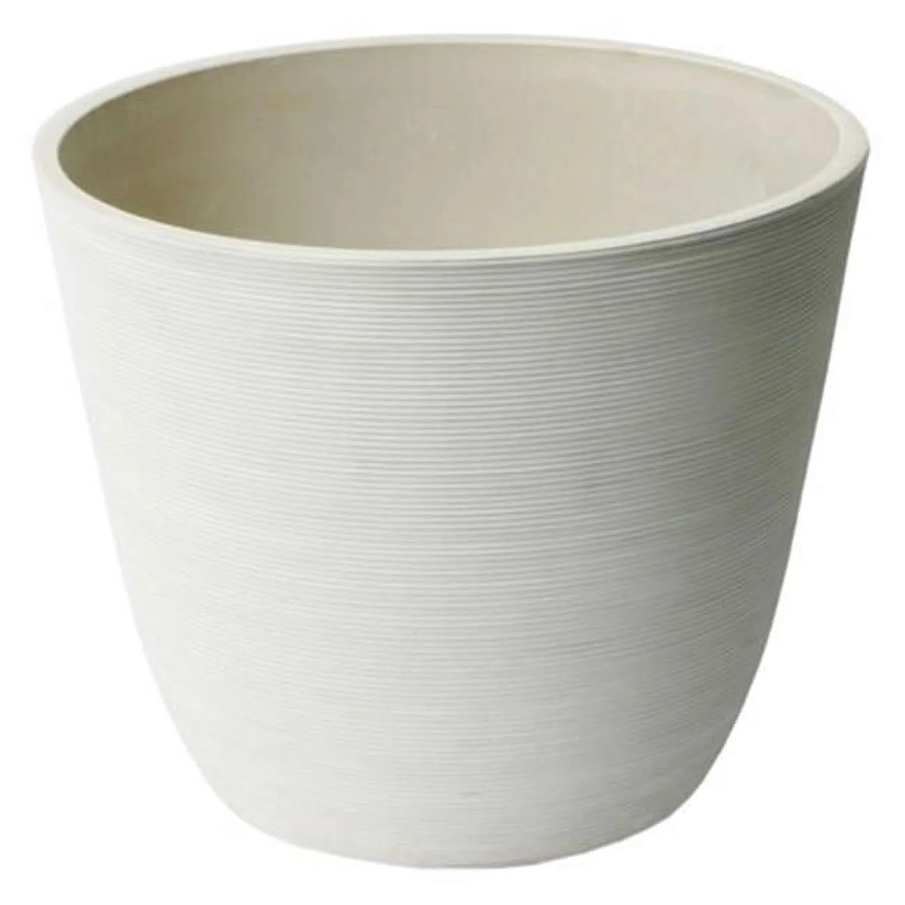 14 in. Dia. x 11 in. Valencia Round Curve Planter - Ribbed White