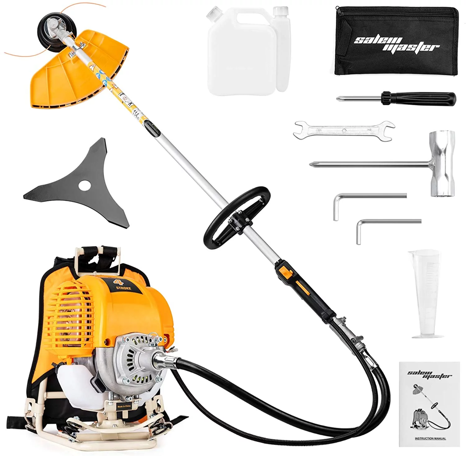 SALEM MASTER 2-in-1 31CC 4 Cycle Gas Powered Weed Eater Stringless Trimmer Brush