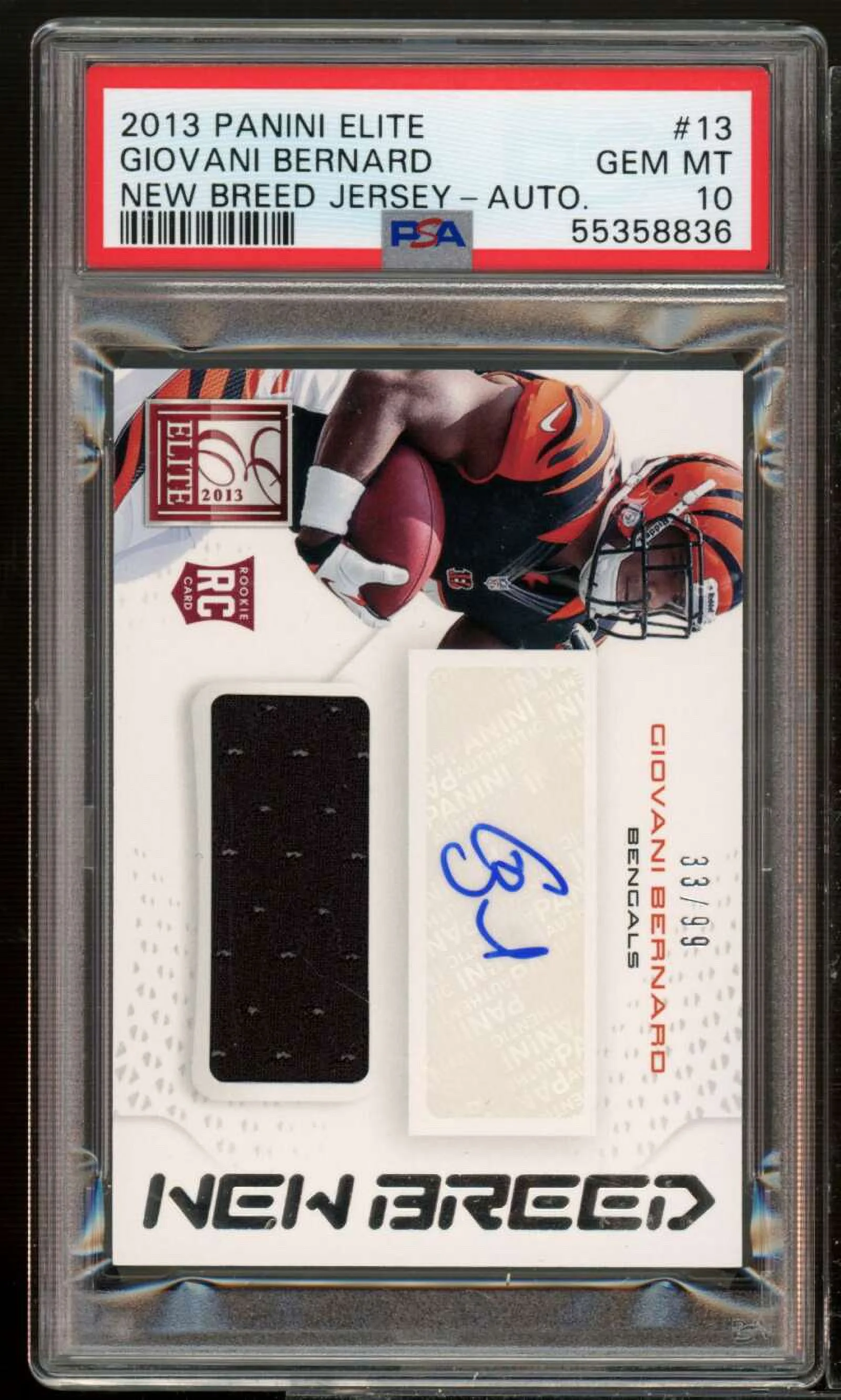 Giovani Bernard RC 2013 Panini Elite New Breed Jersey Auto (pop 1) #13 PSA 10