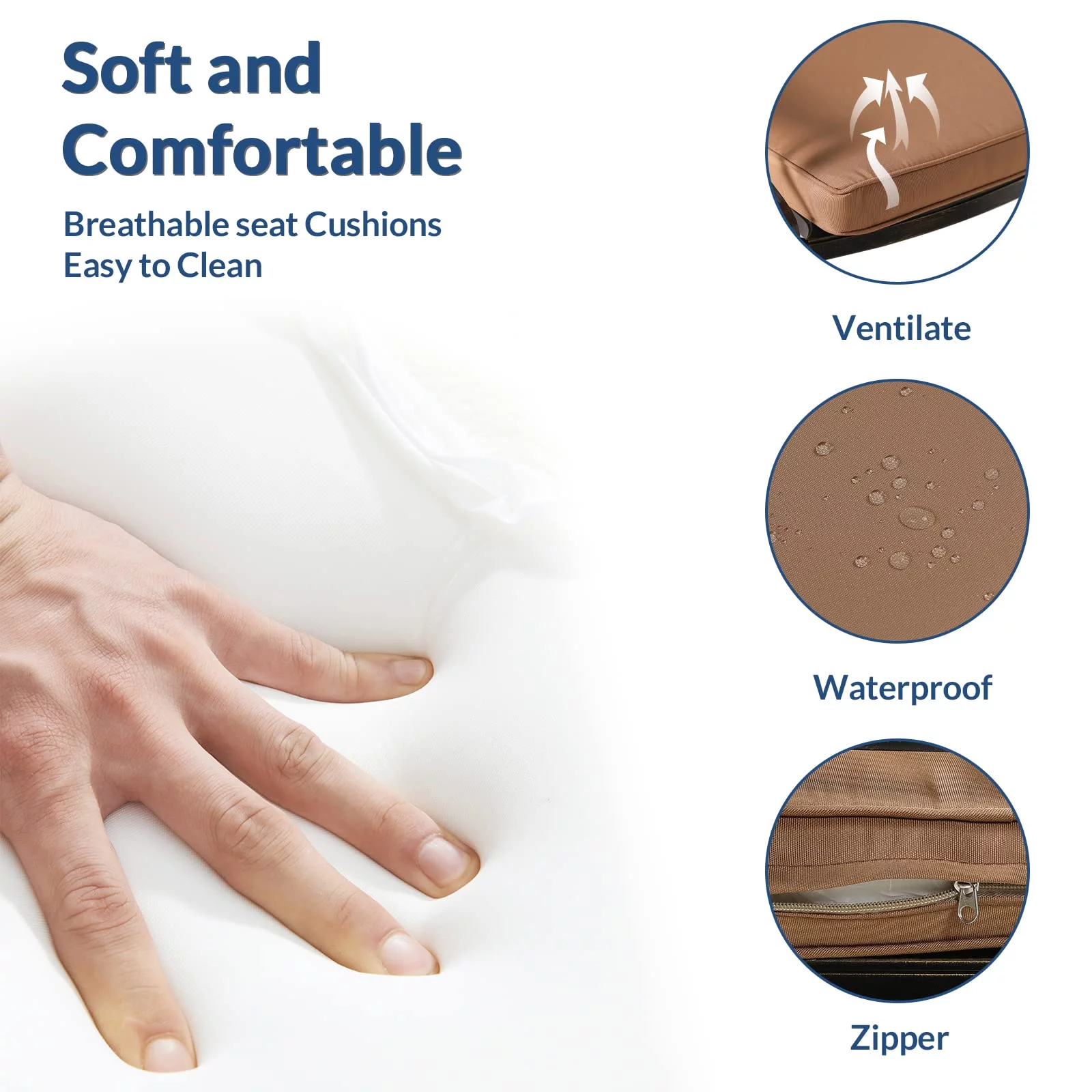 SOCIALCOMFY 2 Piece Outdoor Bistro Dining Chairs, Cast Aluminum Dining Chair Set, Patio Bistro Chairs with Khaki Cushins for Balcony, Backyard, Garden