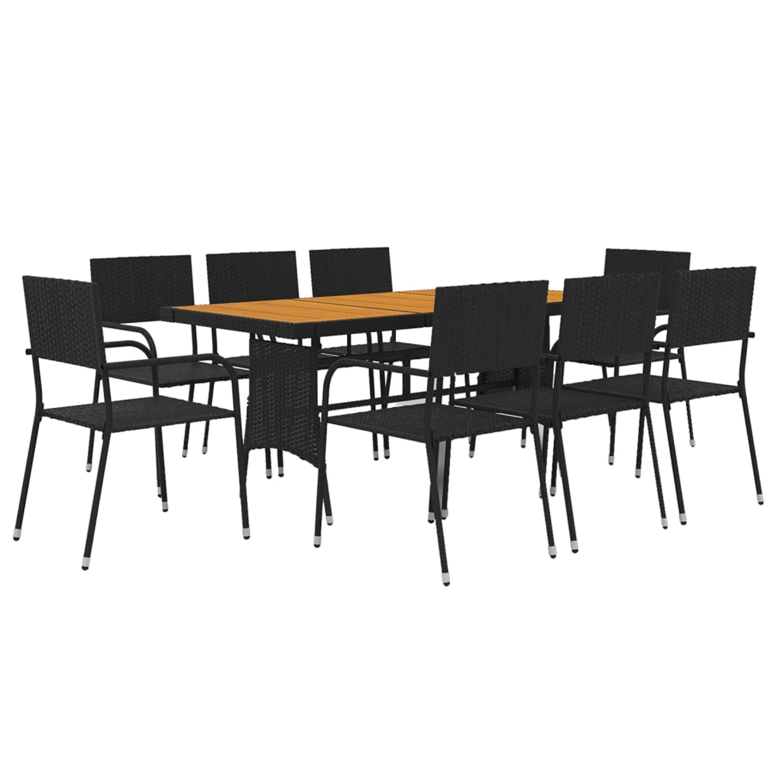 Dcenta 9 Piece Patio Dining Set Poly Rattan Black