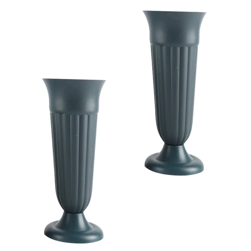 Gongxipen 2 Pcs Grave Cone Vases Cemetery Flower Planters Plastic Cemetery Cone Vases