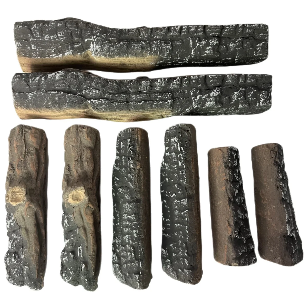 8 Small Piece Set of Ceramic Wood Logs and Accessories for All Types of Indoor Gas Inserts, Ventless & Vent Free, Propane, Gel, Ethanol, Electric or Outdoor Fireplaces & Fire Pits