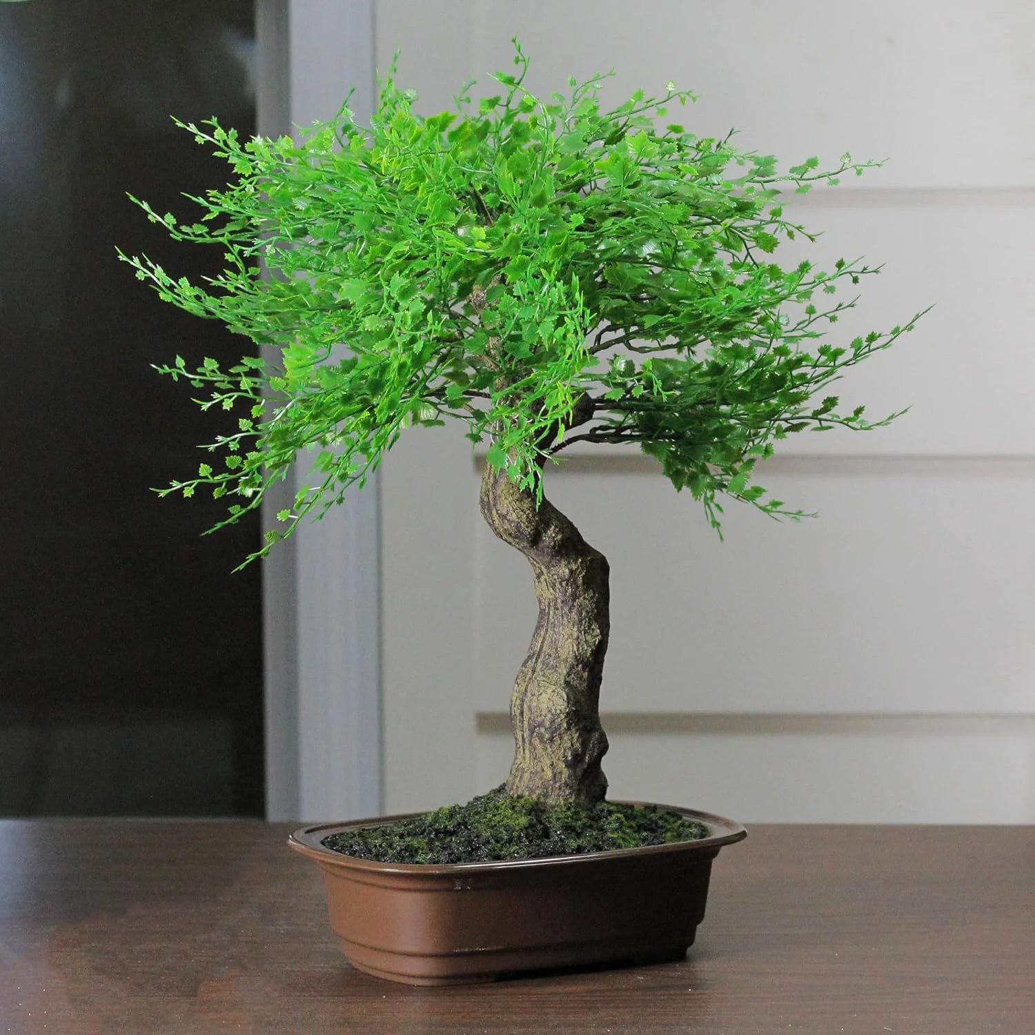 Green Mini Maple Artificial Bonsai Tree (16H x 14W x 11D)