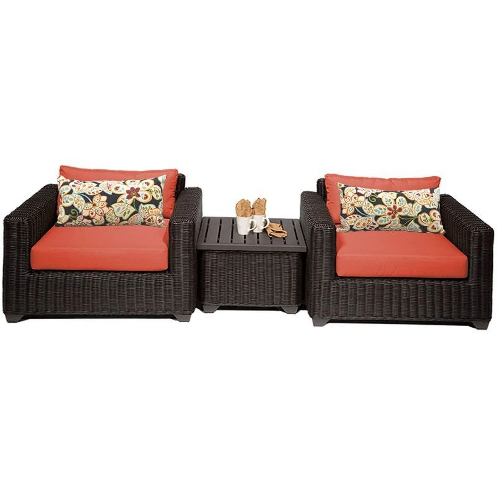 Bowery Hill 3 Piece Patio Wicker Conversation Set in Orange