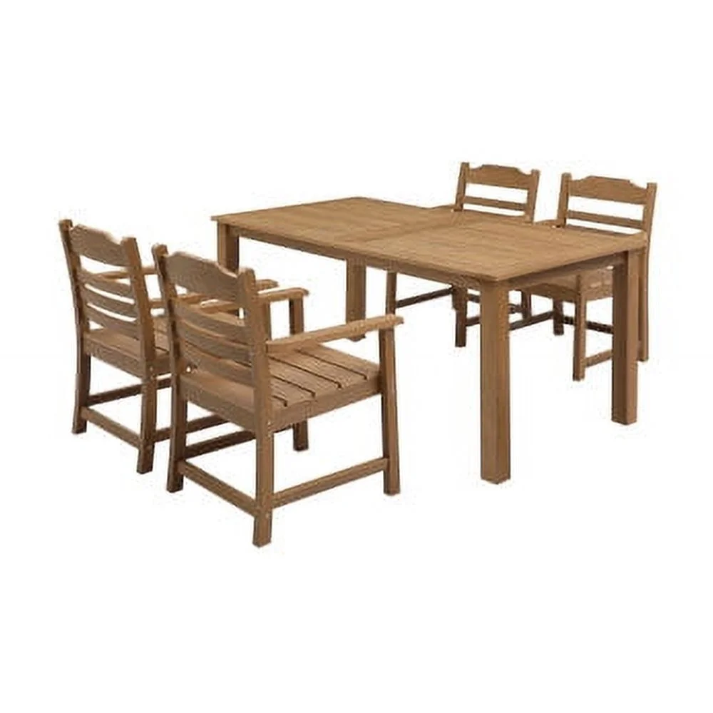 Goldmeet HIPS Dining Set, Rectangular All Weather Dining Table 5 Pieces(4 Dinning chair+ 1 Dining Table), Outdoor/Indoor Use,TEAK