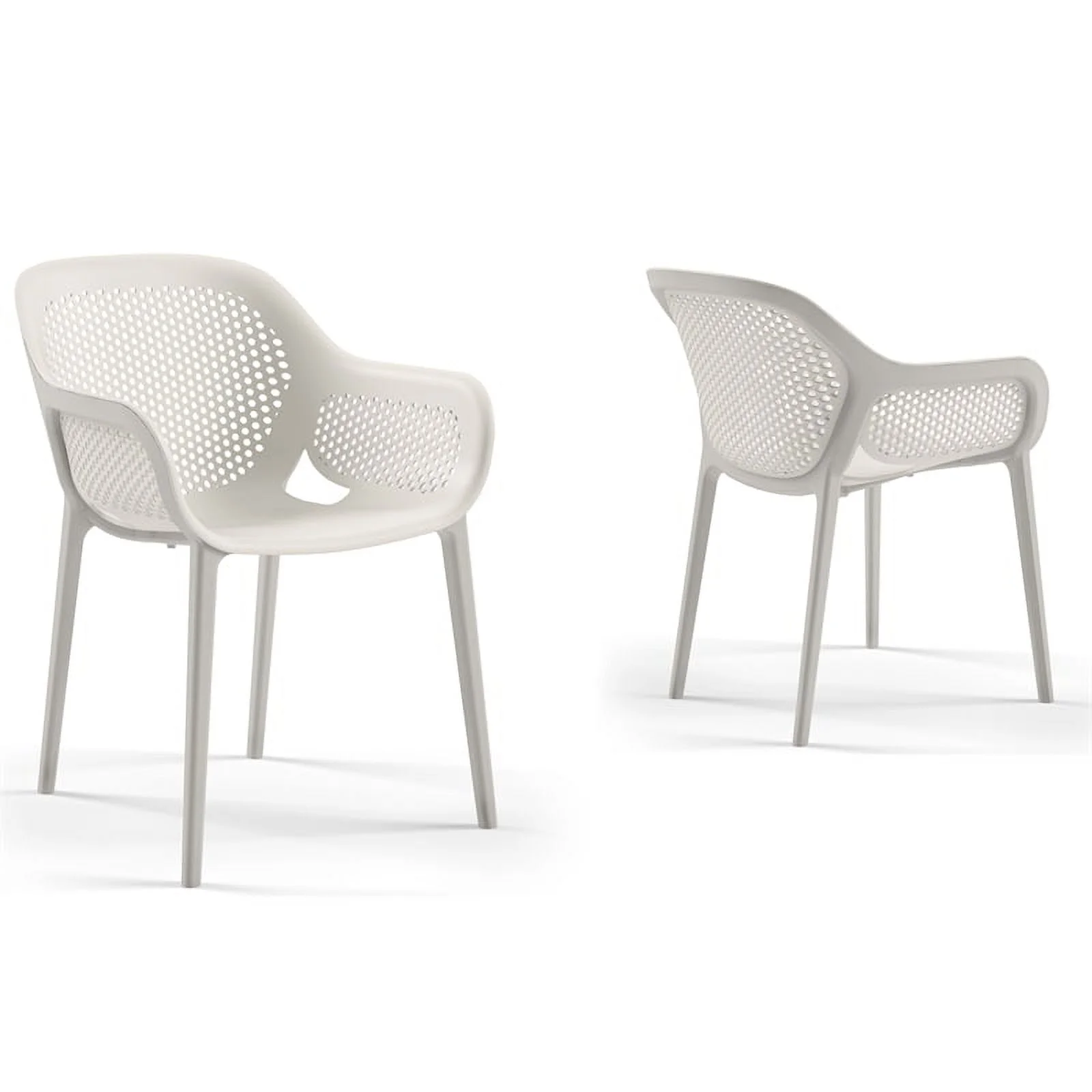 Pemberly Row Resin Patio Dining Chair in Cool Gray - (Set of 2)