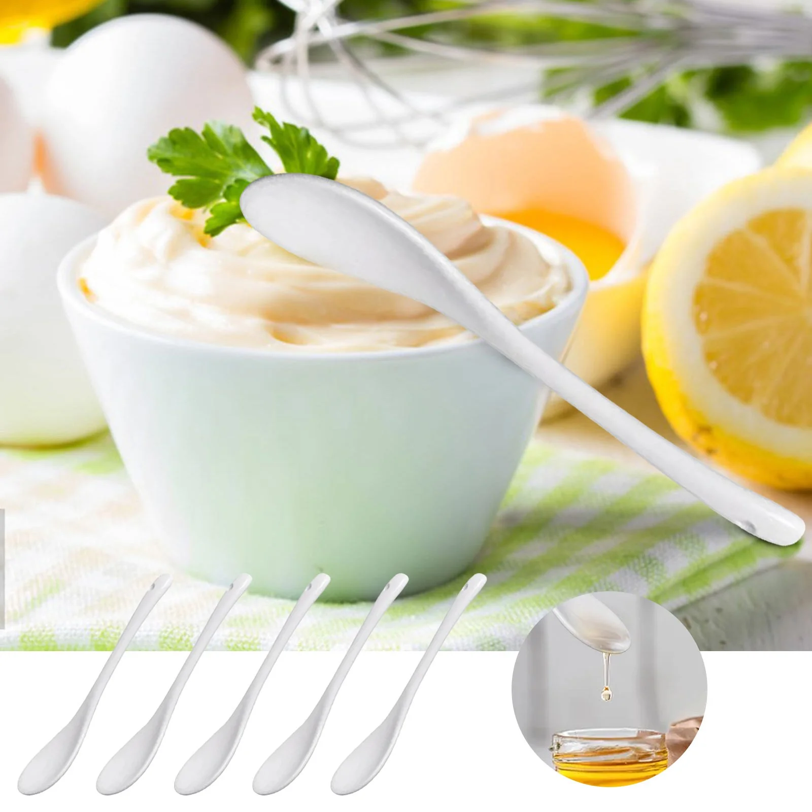 Set Of 5 Ceramic Spoon Teaspoon Spoon Doilies for Tables Light Place Mats Outdoor Table Setting for 2 round Table Set for 4 Modern round Modern Kitchen Table Set Patio Dinner Table Set outside Dinner