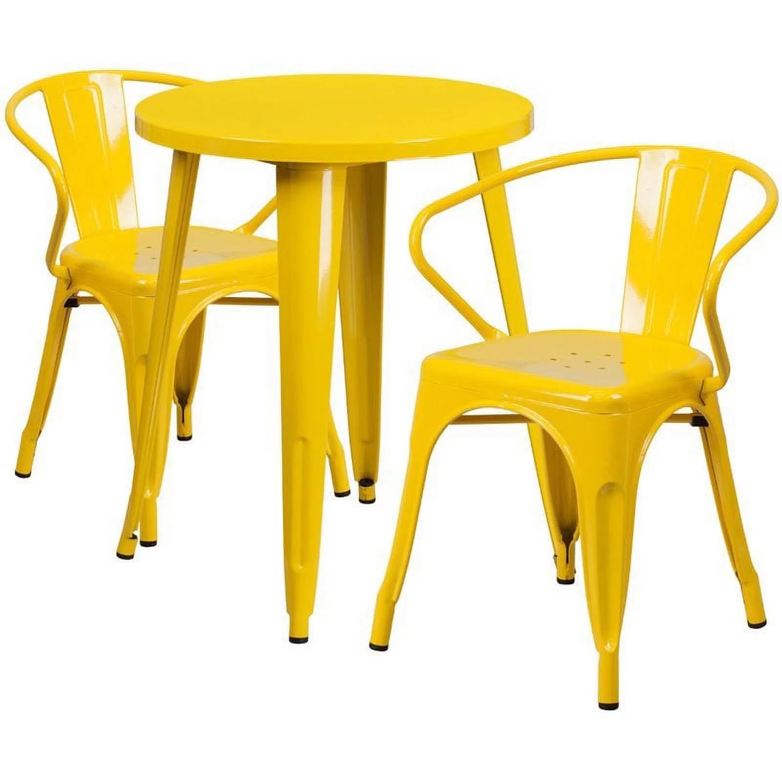 Scranton & Co Round Metal Patio Dining Set in Yellow