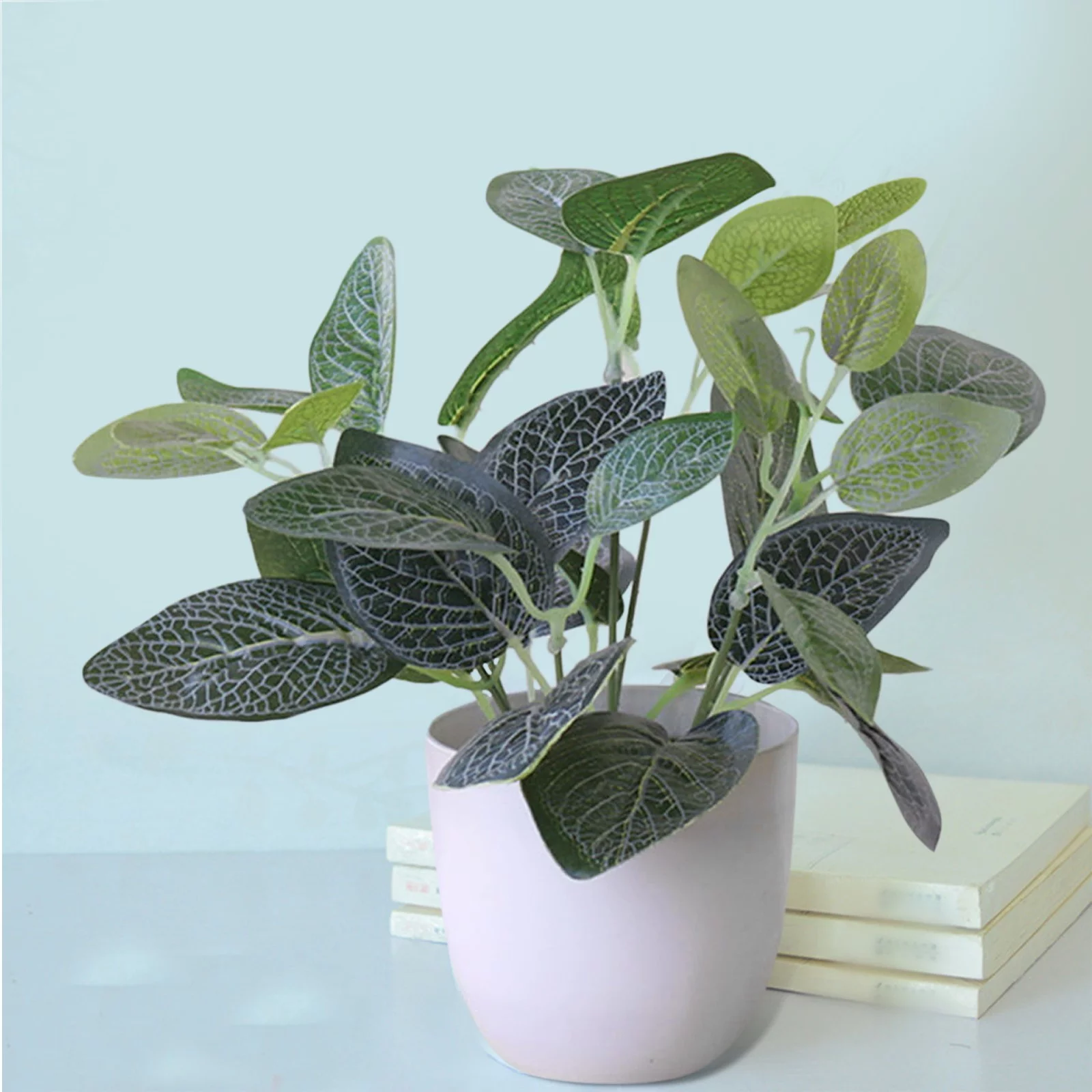 NLLSHGJ Artificial Flowers 1PC Potted Artificial In Pot Green Bonsai With White Round Pot