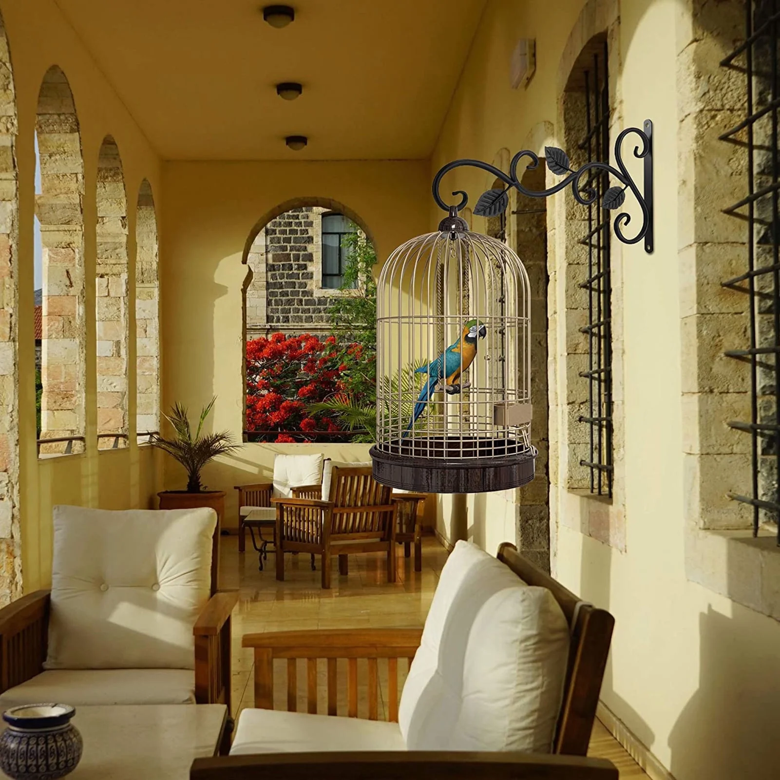 Anself 4Pcs Wall-mounted Iron Hooks Plant Holder Decorative Hook for Bird Feeder Flower Pot Lantern Wind Chime