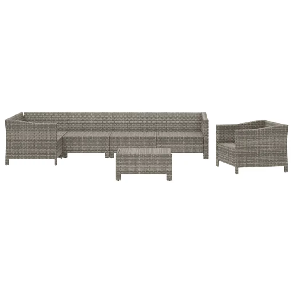 Dcenta 7 Piece Patio Set with Cushions Gray Poly Rattan