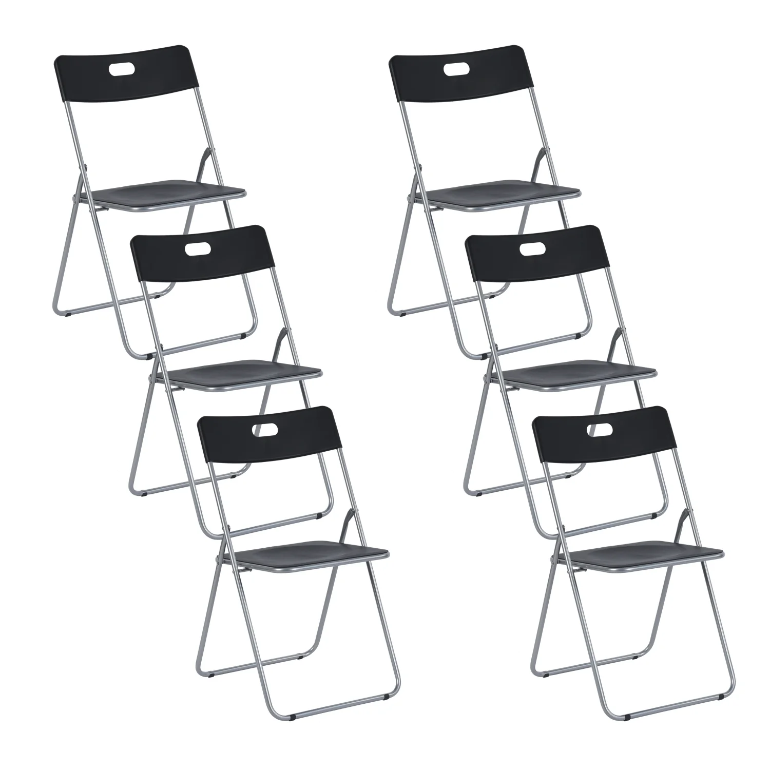 Black 6Pcs Modern Lightweight Durable Comfortable Folding Chairs for Home Office Outdoor Indoor Event  Plastic Party Chairs Foldable