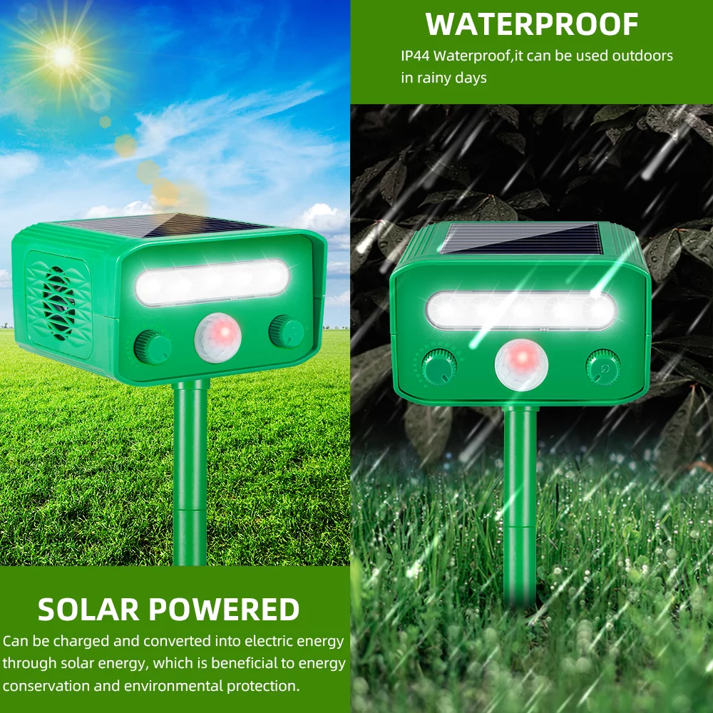 Jahy2Tech 2Pack Solar Ultrasonic Animal Repellent for Yard Home with Motion Sensor