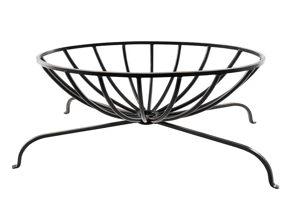 Achla Designs Minuteman International Oval Wrought Iron Basket Grate for Fireplace Logs, 32 Inch Long, Black