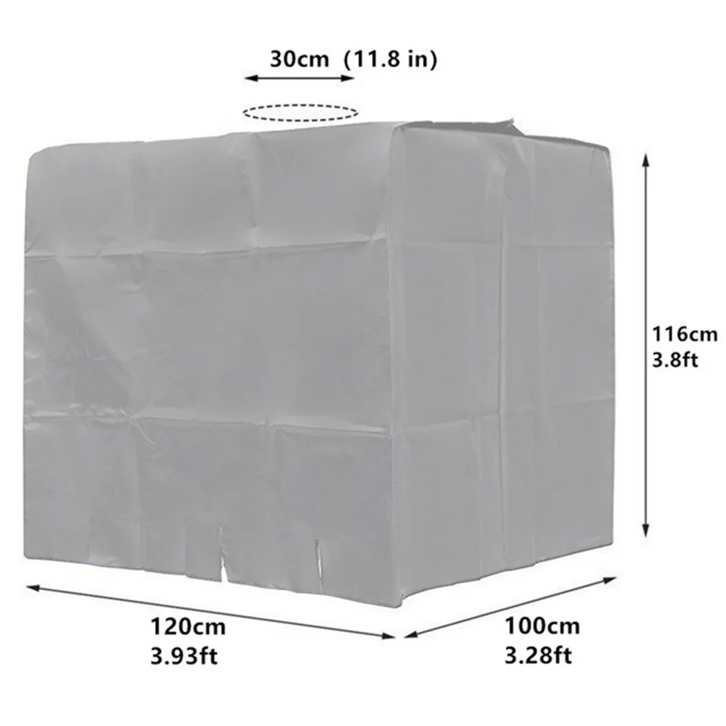 Sufanic IBC Tote Cover for 1000L Outdoor 275 Gallon Rain Barrel 210D Waterproof Water Tank Protective Cover,Gray,48x40x46.4inch