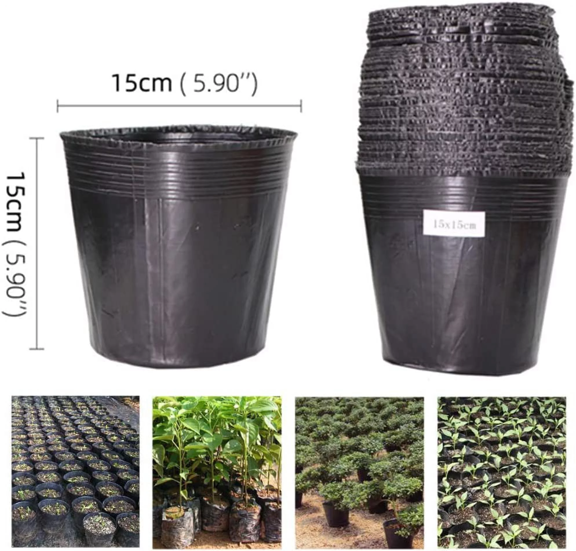 6 Inch Plastic Plants Nursery Pot/Pots Seedlings Flower Plant Container Seed Starting Pots, 60 Pcs