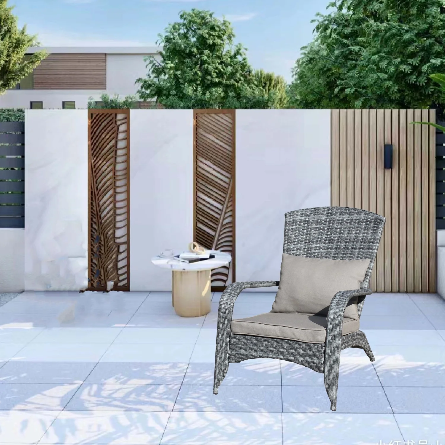 Upgrade Your Outdoor Space with an Elegant Grey Finish Cushioned Patio Chair - Weather-Resistant and Comfortable Seating Solution. Transform your backyard into a stylish and cozy retreat