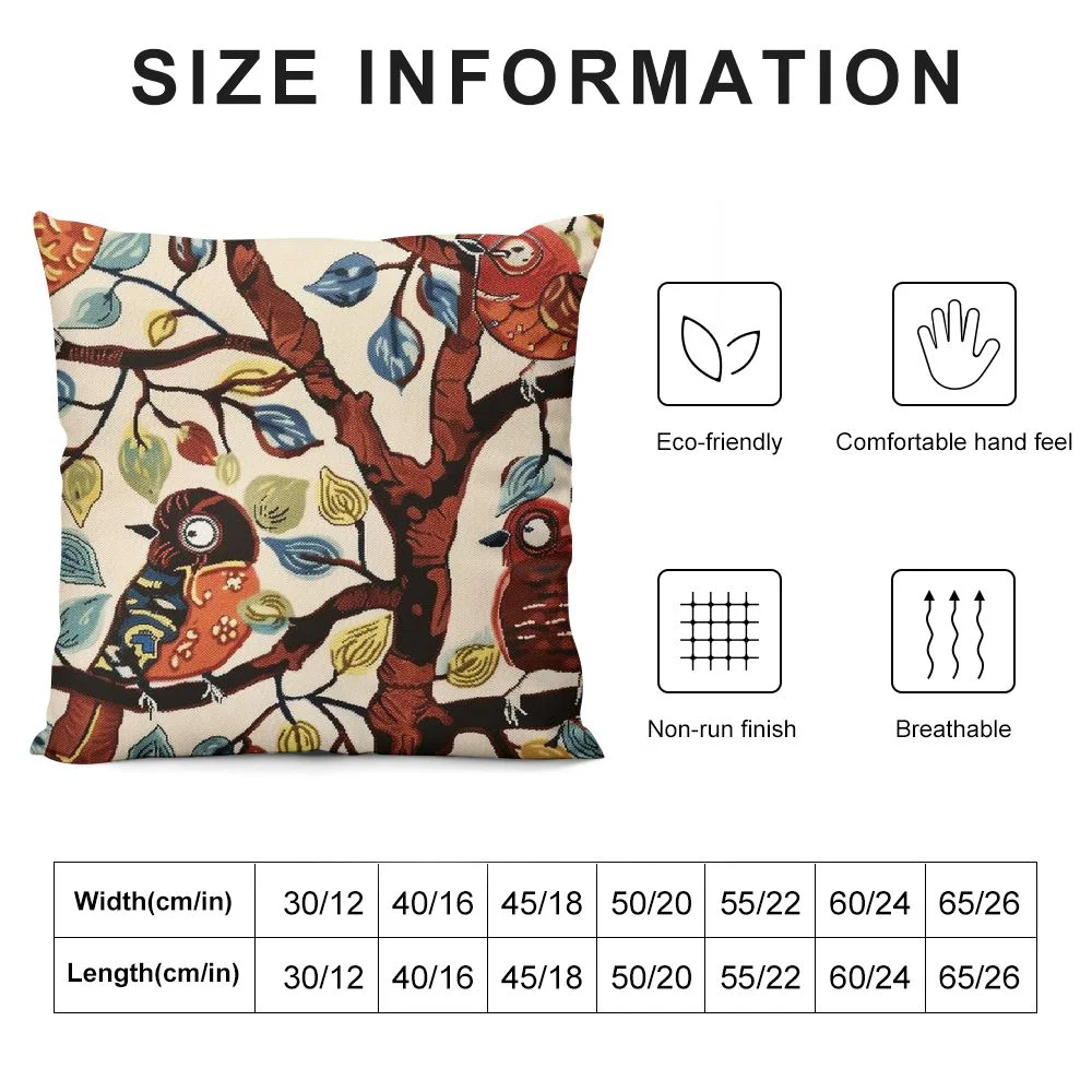 Plant Throw Pillow Cover | Karla Gerard Designer Pillowcase Burgundy Chair Cushion Chair Cushions Hand Embroide Wool