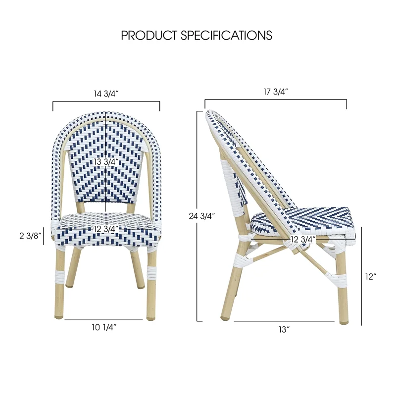 Furniture of America Dakie Aluminum 3pc Patio Kids Chair and Table Set in Navy