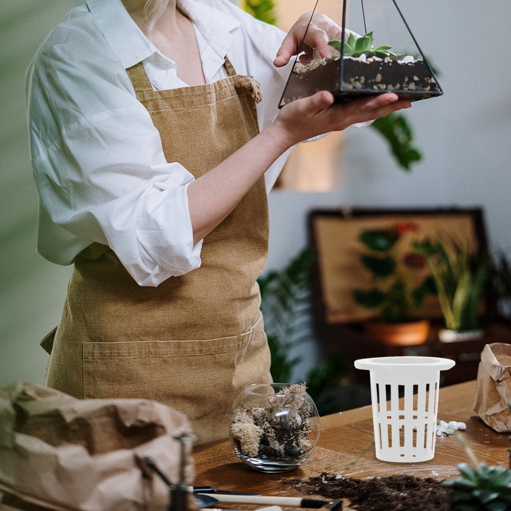 50 Pcs Planting Blue Indoor Growing Pot Cups Pots for Plants Hydroponics Net Plastic Baskets