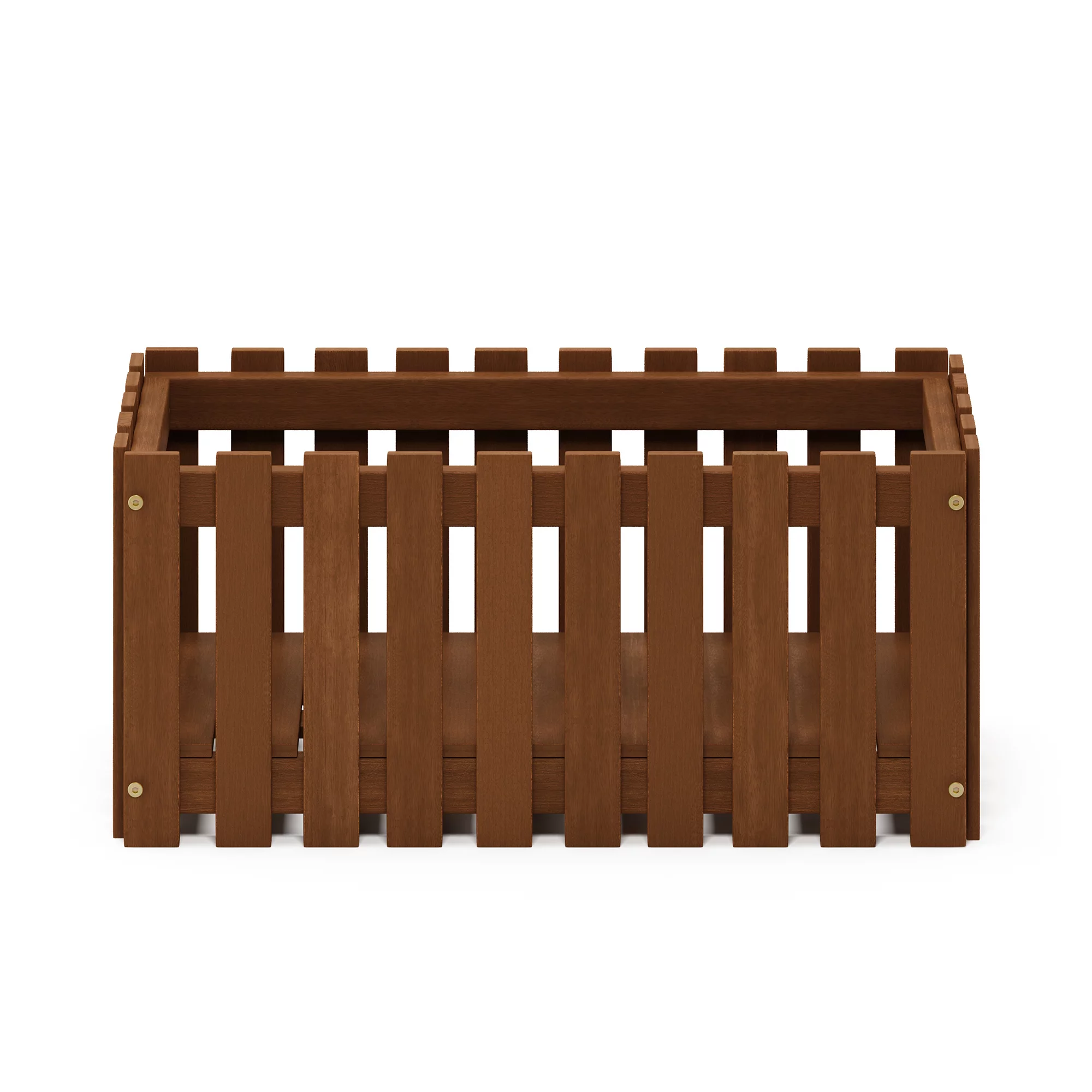 Furinno Tioman Hardwood Slat Style Flower Planter Box in Teak Oil