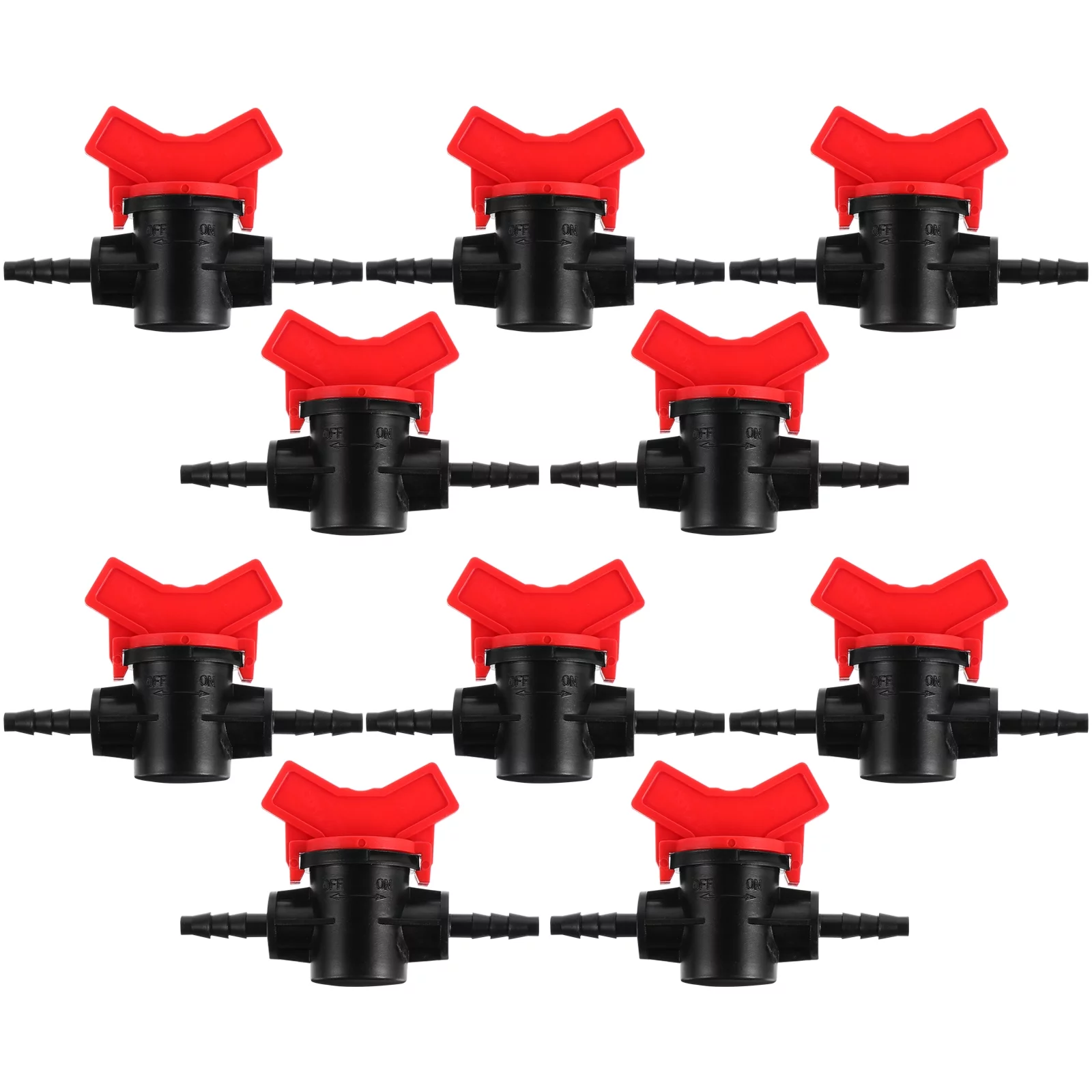 Gongxipen 10pcs Ball Valves Hose Barbed Tube Connectors Garden Irrigation Fittings (Red)