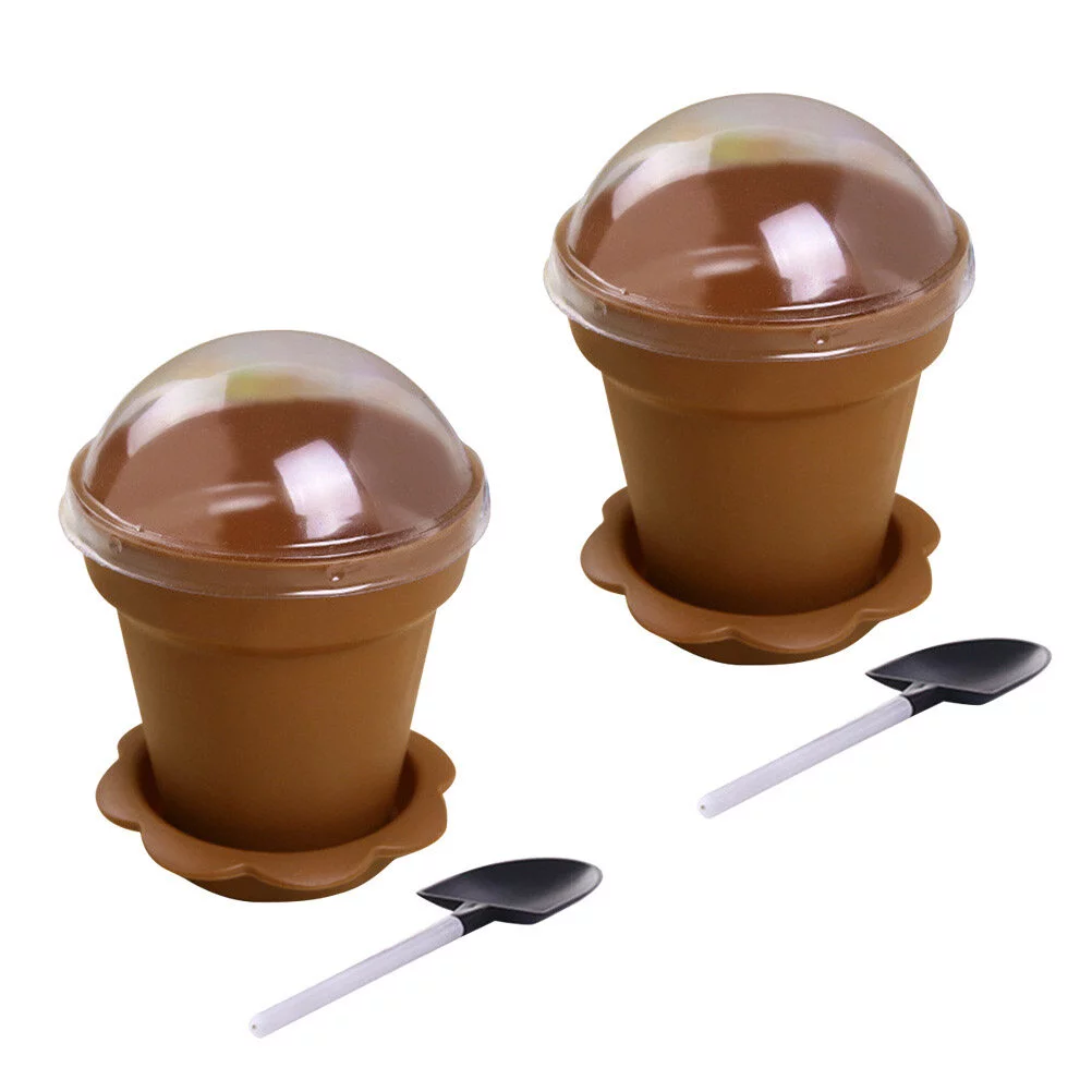 Qumonin 10pcs Dessert Bowls Cupcake Plant Pots with Humidity Dome & Shovel