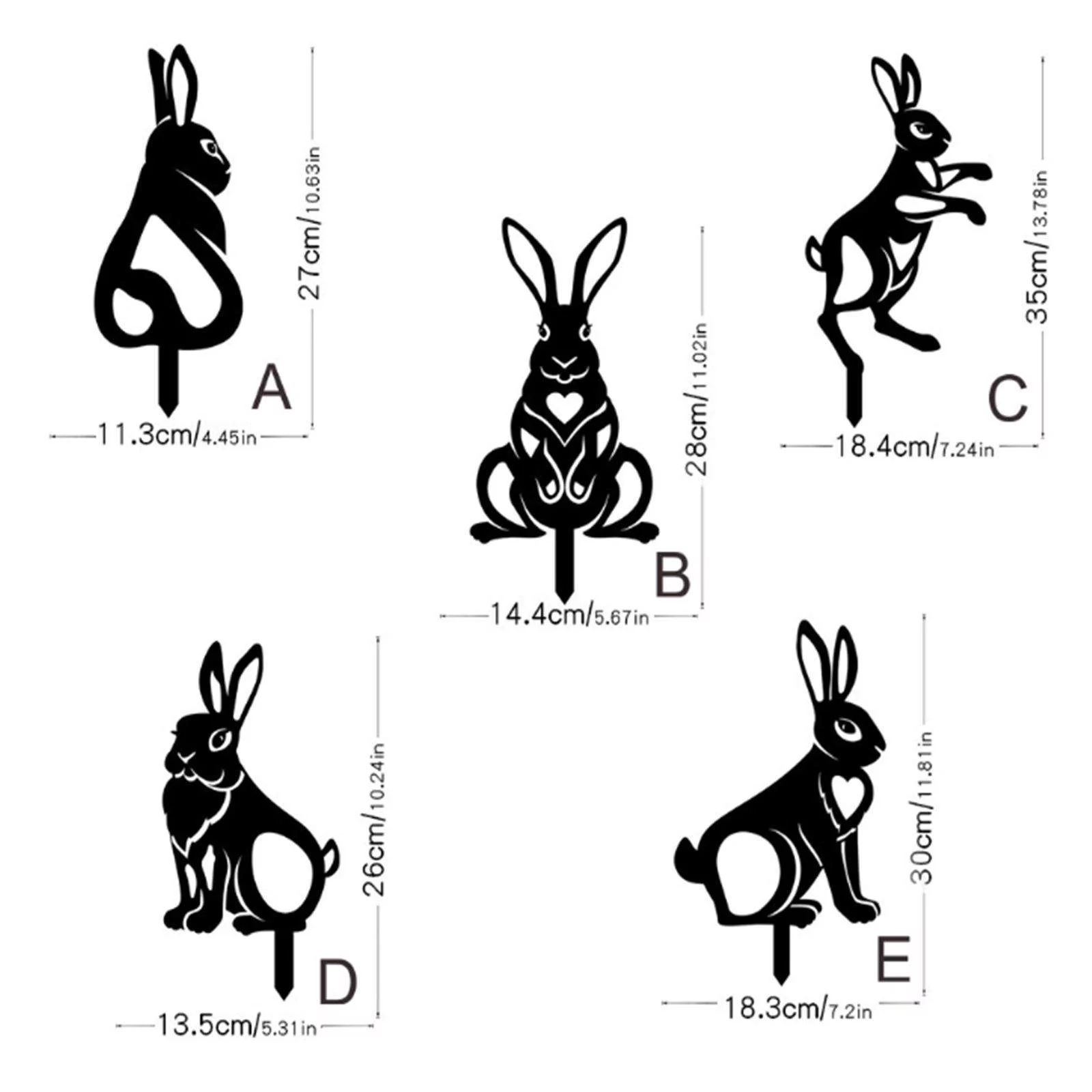 iju7gthy Gardening Supplies Starting Trays 4th of July Party Easter Garden Easter Egg Rabbit Ground Insertration Acrylic Hollow Animal Figurines Insert Black1