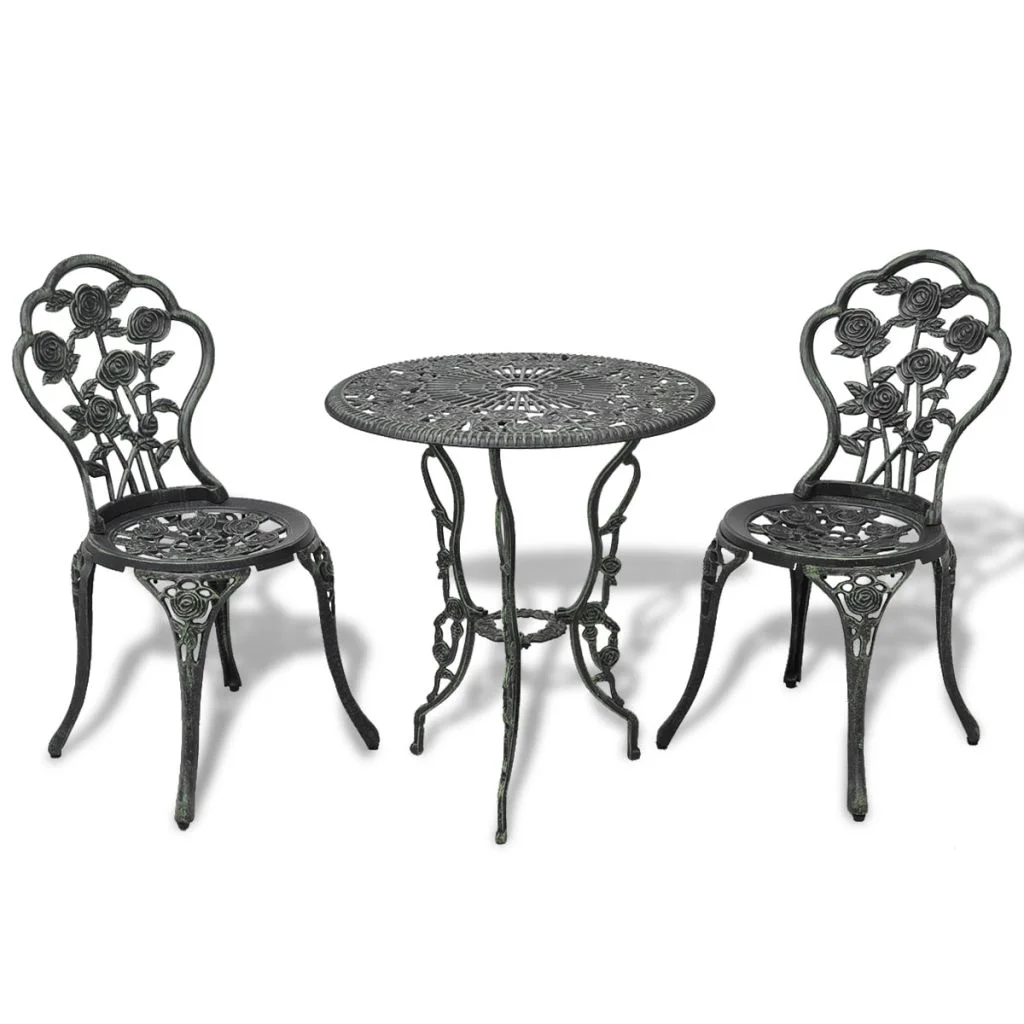OWSOO 3 Piece Bistro Set Cast Aluminium Green