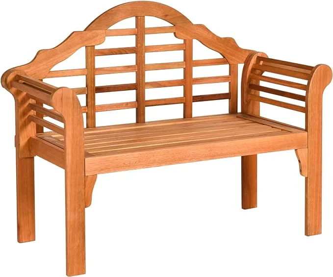 Foldable Wooden Garden BENCH 4 Ft with Crown-Like Backrest Two Person Loveseat Chair for Patio, Poolside, and Balcony 21