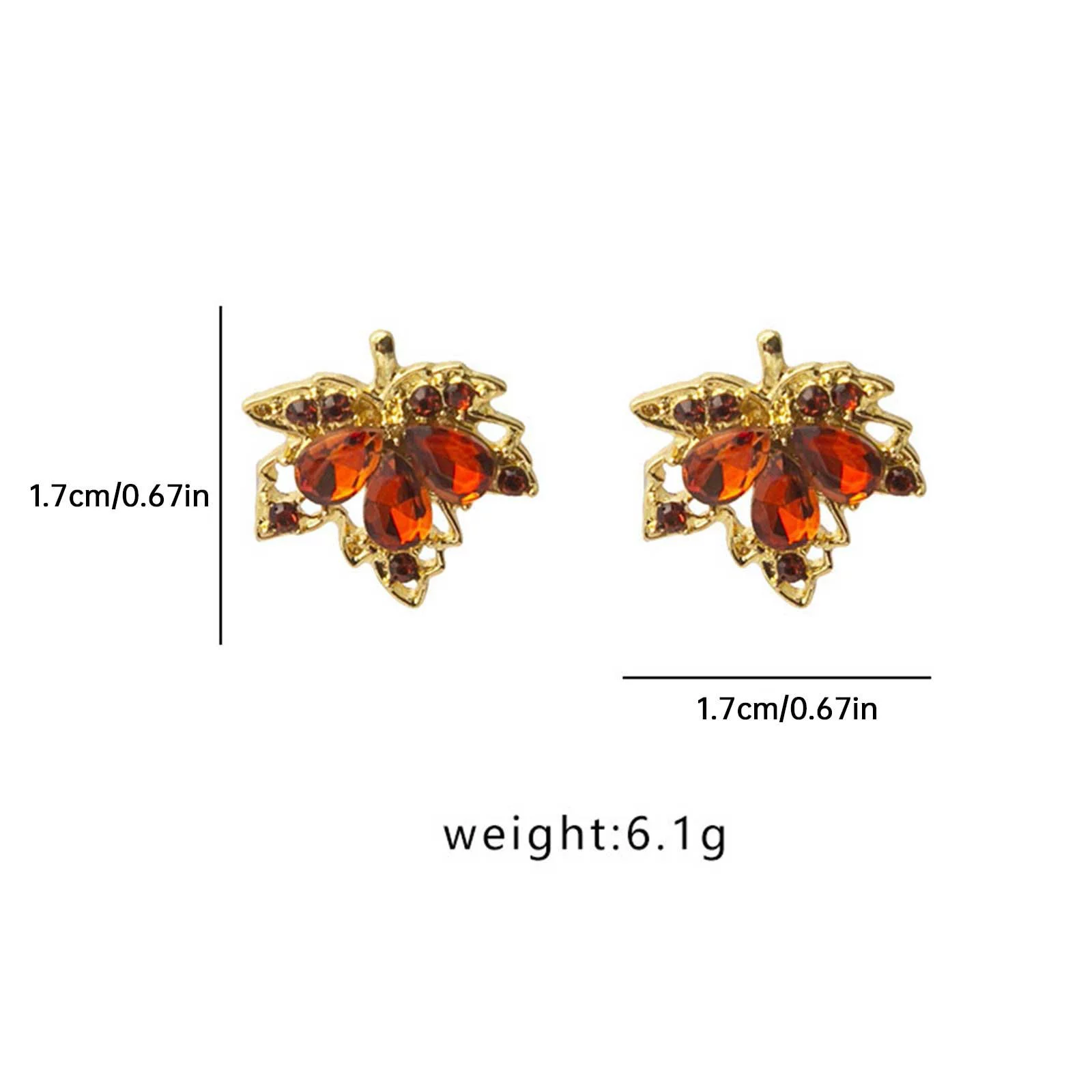 BOLUOYI Graduation Dress Sparkling Diamond Water Drop Maple Leaf Earrings Light Small Romanticss Autumn and Winter Silver Needle Earrings Female