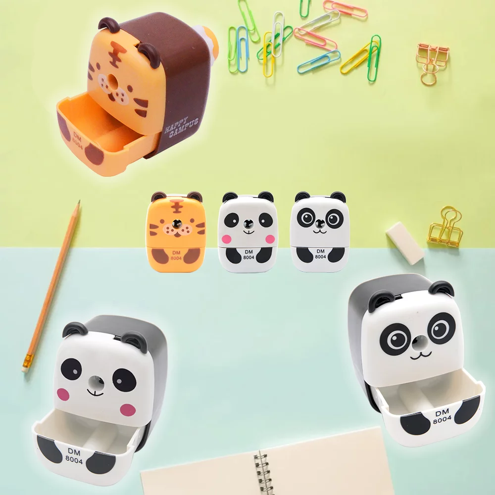 SENRISE Manual Pencil Sharpener Hand Crank Pen Cutter Tiger Panda Animal Shape Office School Students Cute Stationery