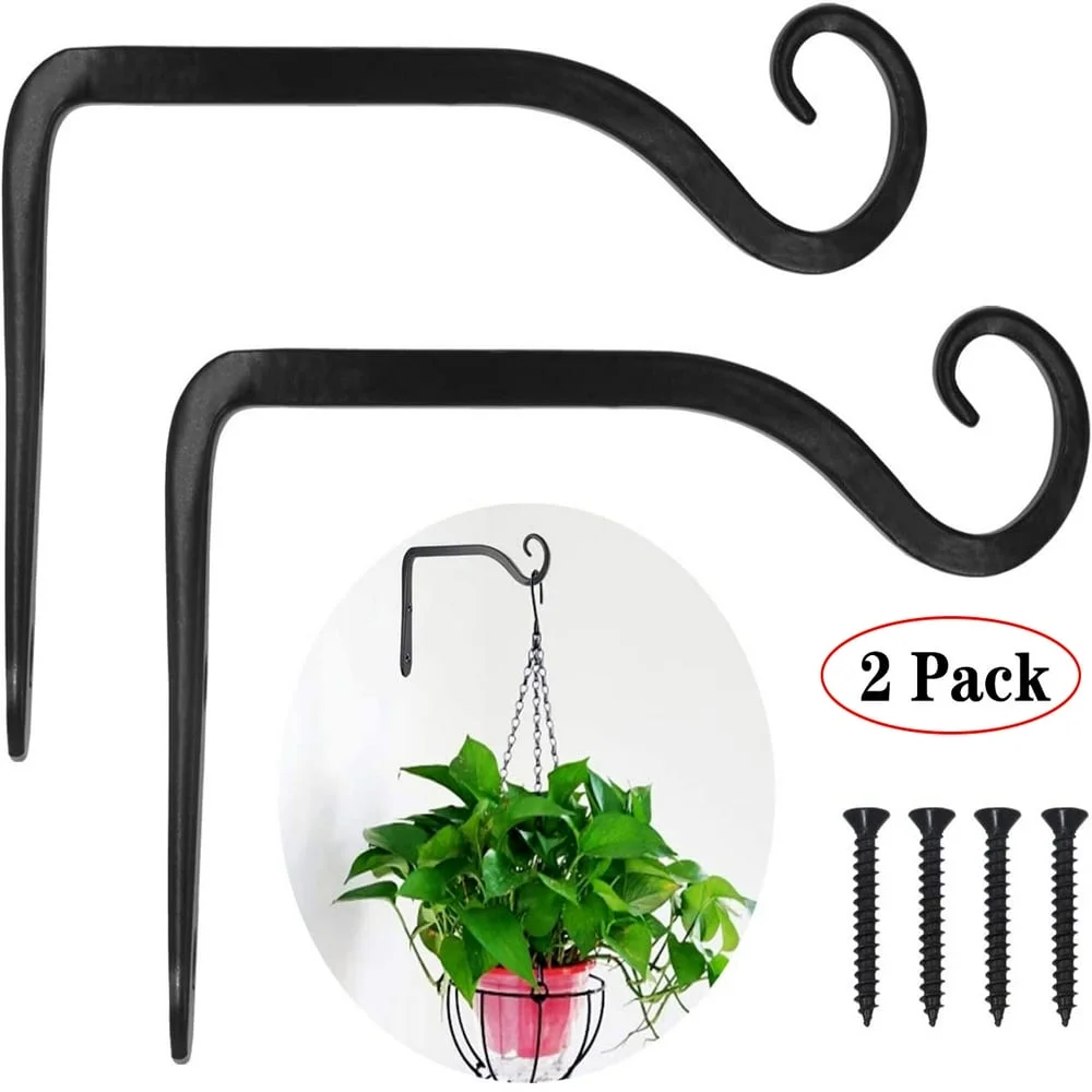 NEWCE  2 Pack Decorative Iron Wall Hooks Metal Lantern Bracket Hanger for Hanging Plants Bird Feeders  Wind Chimes Indoor Outdoor 6 inch