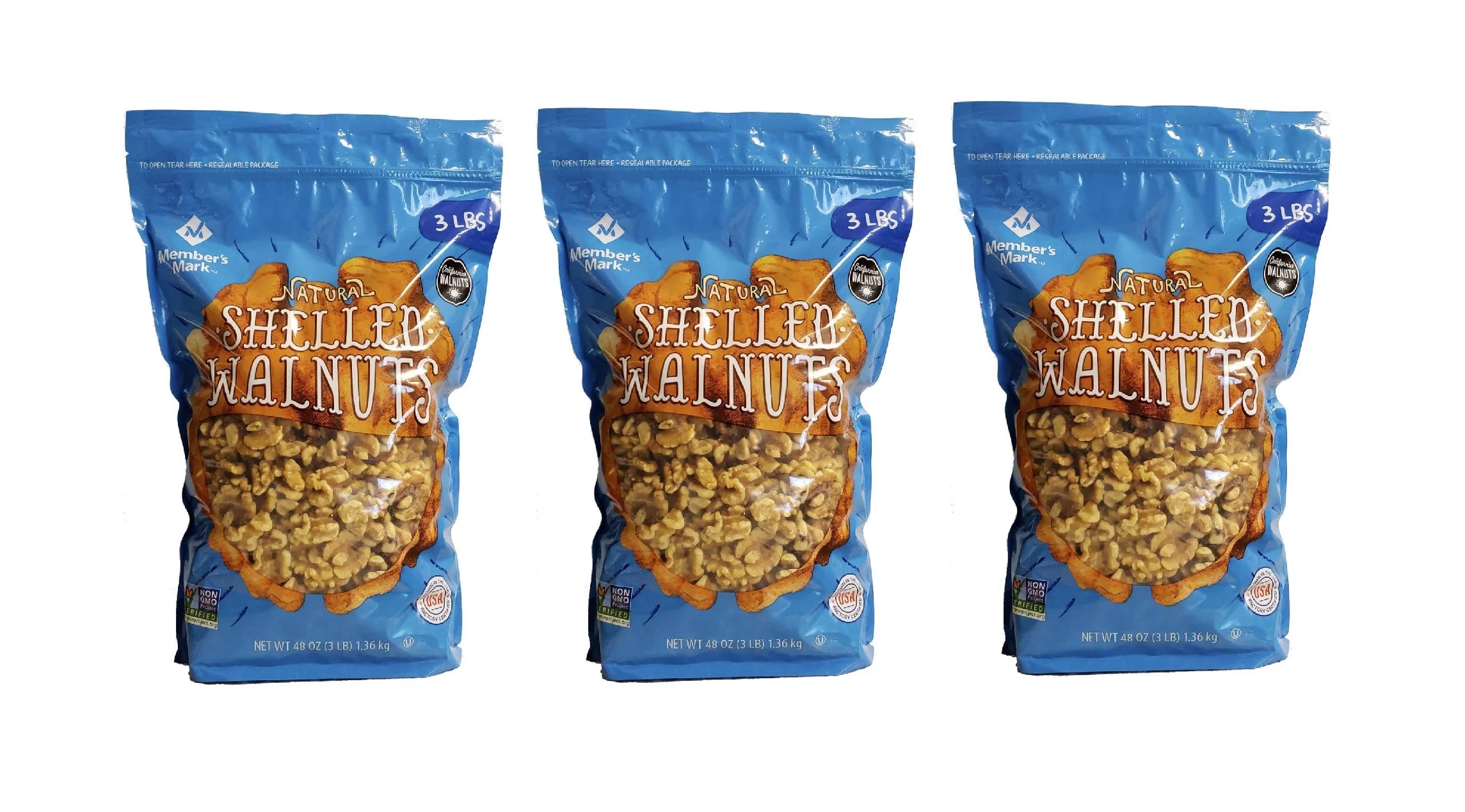 MM Natural Shelled Walnuts (3 lbs.) 3PK