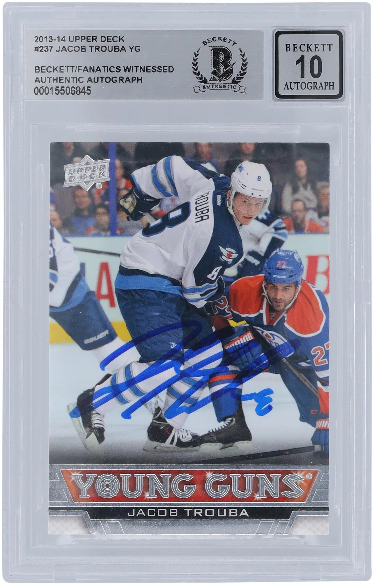 Jacob Trouba Winnipeg Jets Autographed 2013-14 Upper Deck Series 1 Young Guns #237 Beckett Fanatics Witnessed Authenticated 10 Rookie Card - Fanatics Authentic Certified